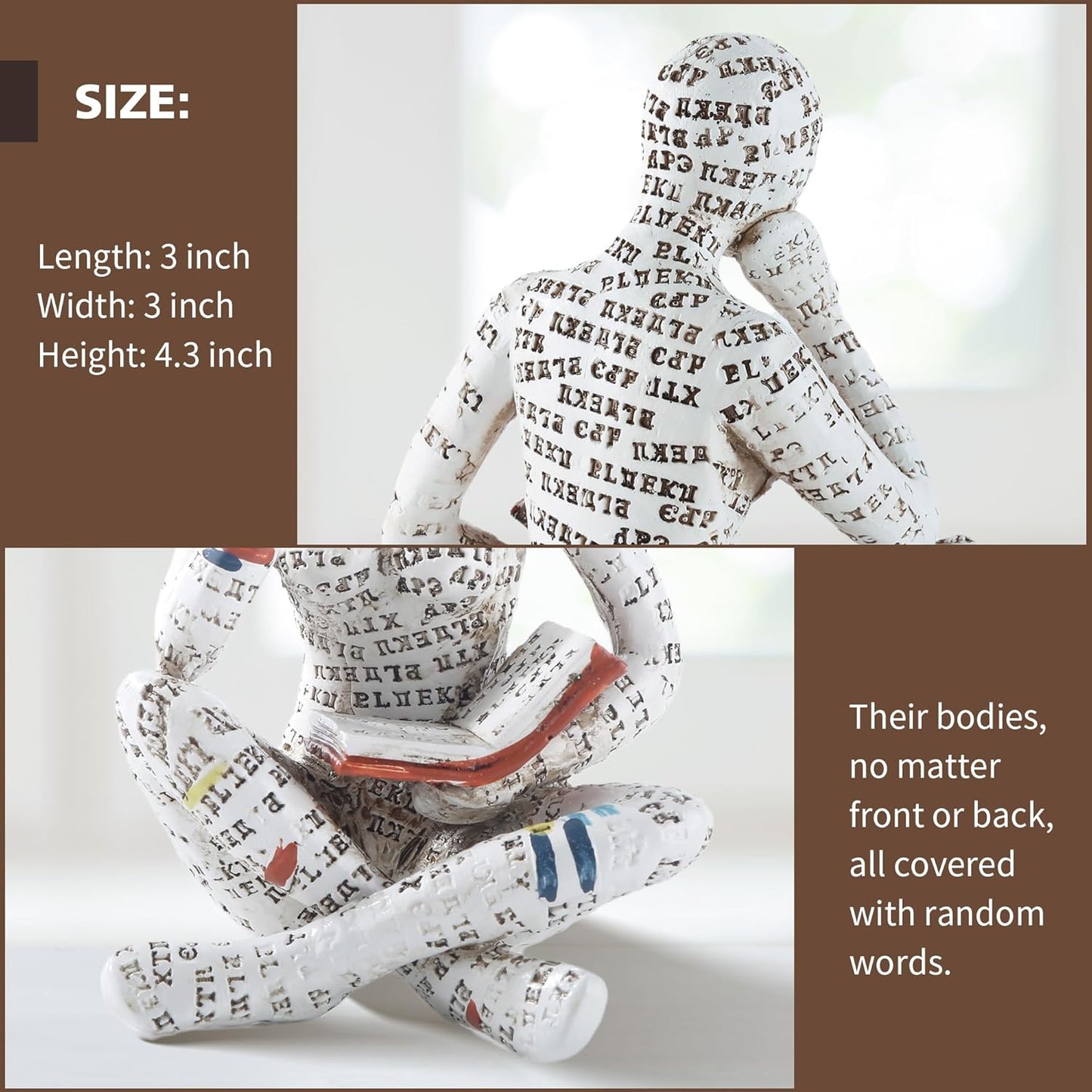 GRAPMKTG Home Decor Pulp Reading Women Thinker Statue Aesthetic Sculpture Room Decor Modern Abstract Decoration on Shelf Table Desk for Living Room Office Bedroom F