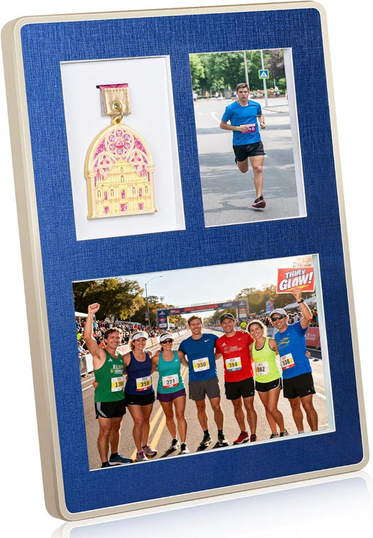 WeChip Medal Display Shadow Box, Aluminum Frame with Acrylic Panel for Sports Awards, Photos and Race Bibs(A3 Size)