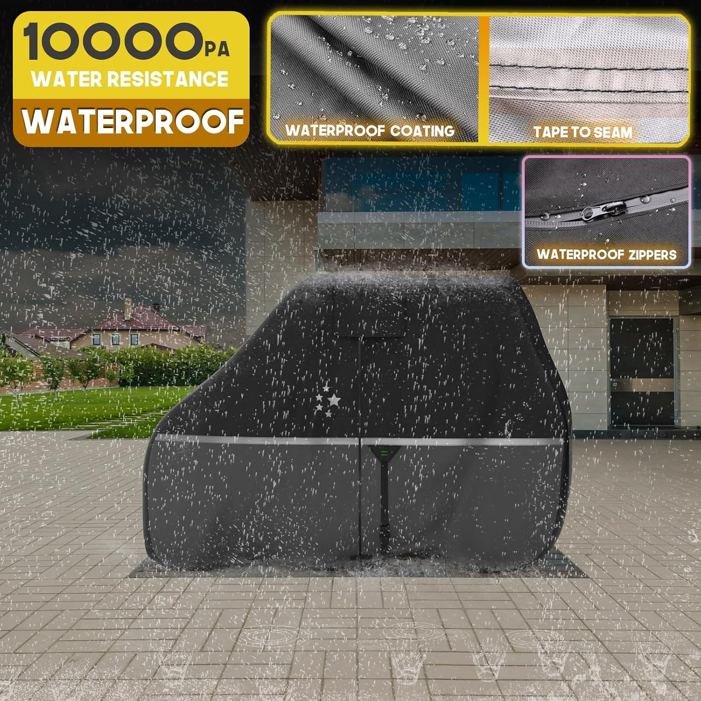 Waterproof Golf Cart Cover, Heavy Duty Marine Grade Fabric, Universal Fits for Most Brand 2/2+2/4+2 Passengers Yamaha, Honda, Club Car, EZGO Golf Cart