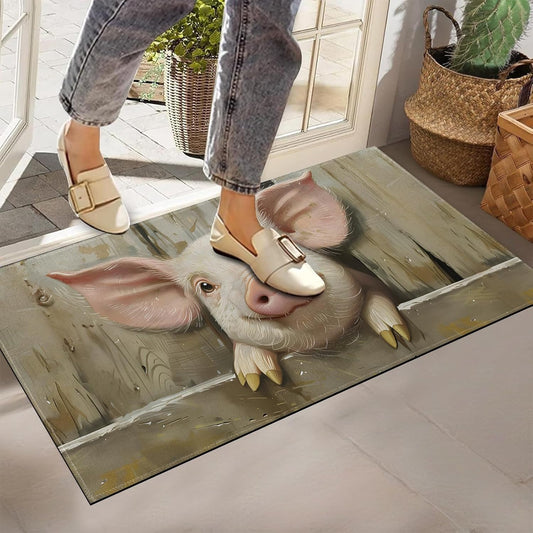 Farmhouse Pig Indoor Doormat, Non-Woven Fabrics Non Slip Floor Mat 17x29.5 in Area Rug Quick Absorbent Entrance Rug Front Door Mat, Welcome Mats Entryway Rug Doormats for Kitchen Home Bedroom