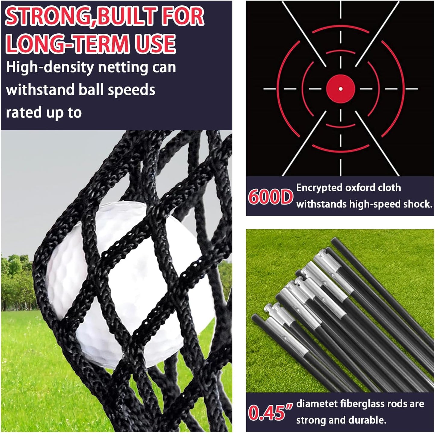 PENSUN Golf Practice Hitting Net - 10x7ft Heavy Duty Golf Net with Mat, Target Cloth, 8 Tees, 10 Balls, Carry Bag for Backyard Driving, Indoor & Outdoor Training