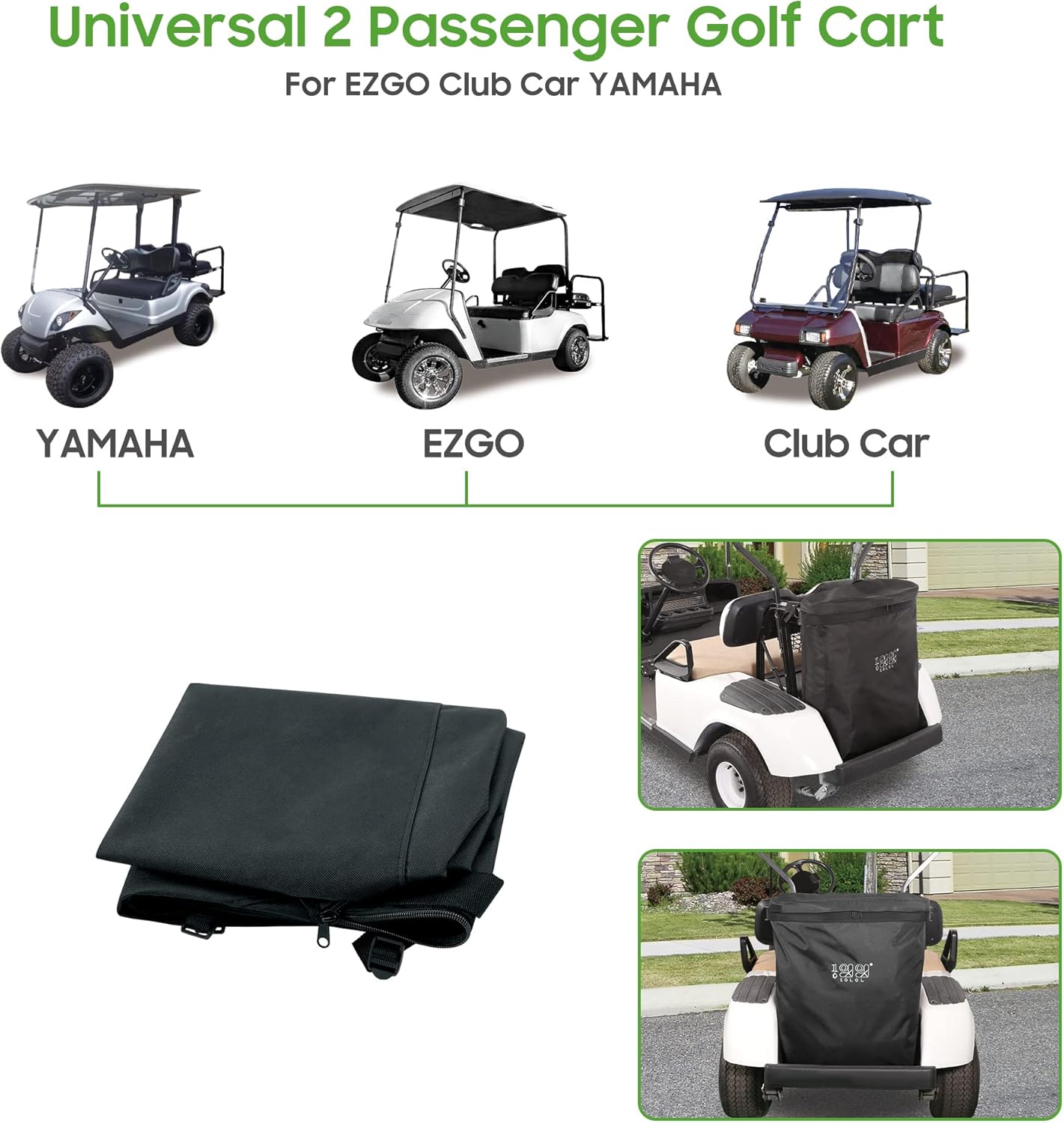 10L0L Golf Cart Cargo Bag,Big Storage Bags for 2 Passenger Golf Cart Trunk, Shopping Bag for Yamaha,Club Cart DS/Precedent,EZGO RXV/TXT,Expand Storage Space,With Zipper
