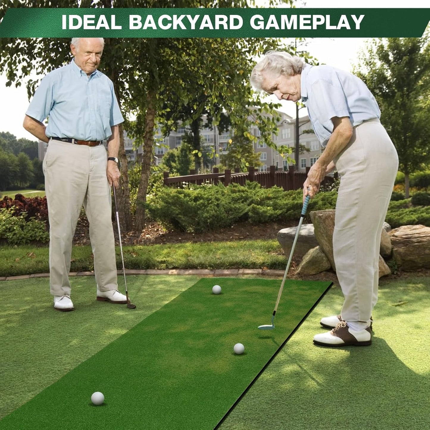 Wekin Golf Putting Green Mat Indoor,3x10ft Thickening Outdoor Portable Golf Game Set Training Turf with Side Border,Movable Cup for Home Backyard Office