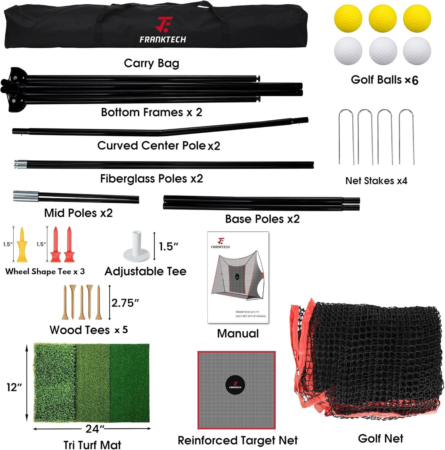 Golf Practice Net - Heavy Duty Driving Range Net with High Impact Chipping Target, Include Carry Bag and Golf Balls for Indoor Outdoor