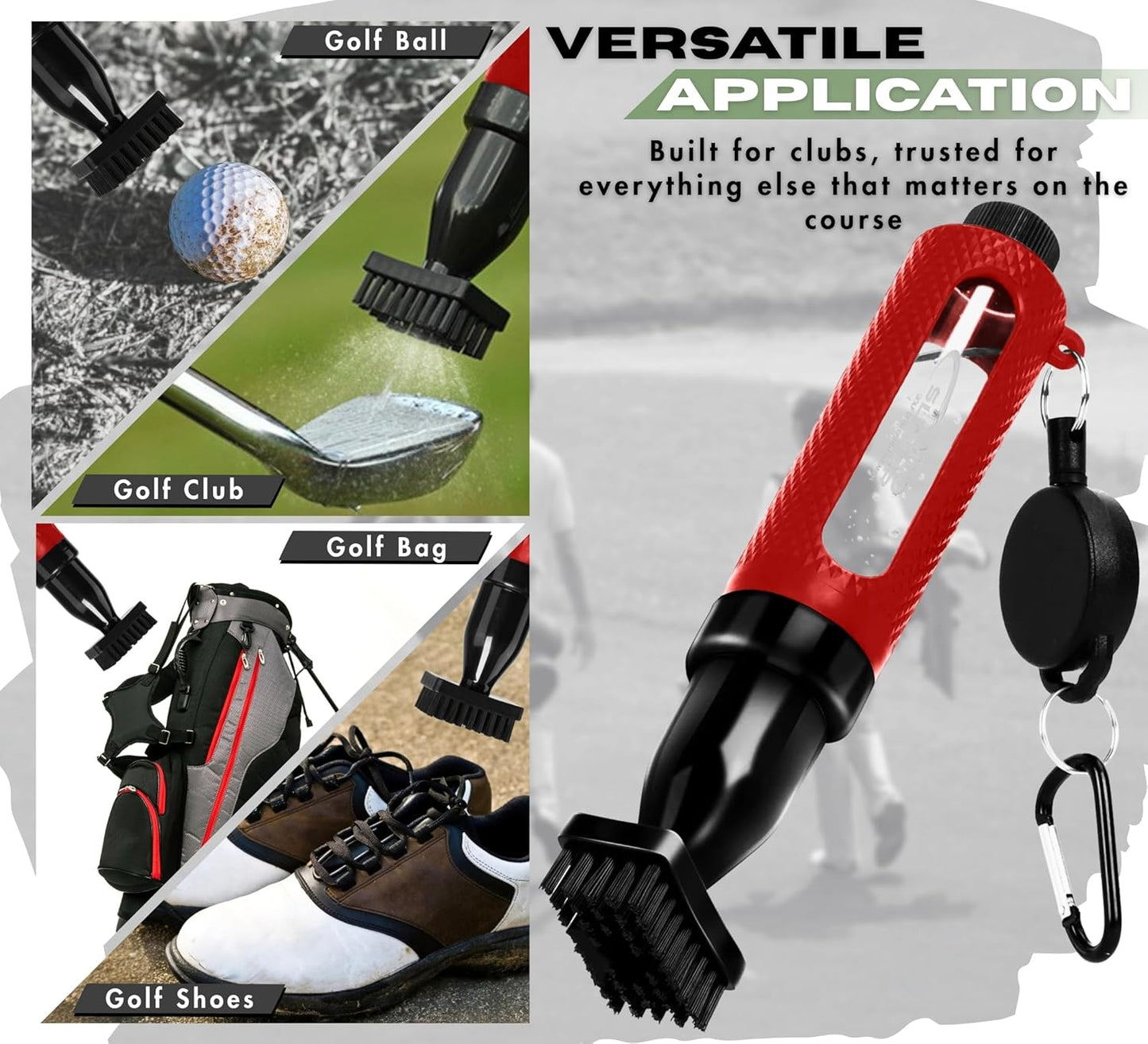 Mud Slayer Golf Club Cleaning Brush with Fine Mist Spray, Leak-Proof Viewing Window & Retractable Clip – Dual Bristle Head, Ergonomic Handle – Must-Have Golf Accessories for Men & Women