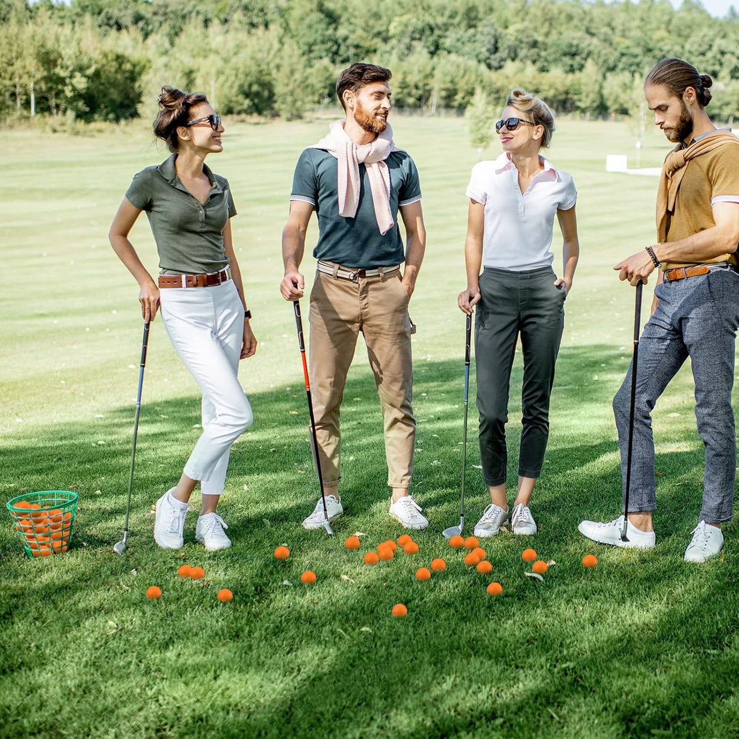 Junkin 24 Pcs Foam Golf Practice Balls Realistic Feel and Flight Training Sport Balls Elastic Soft Foam Golf Balls for Indoor or Outdoor Backyard Training