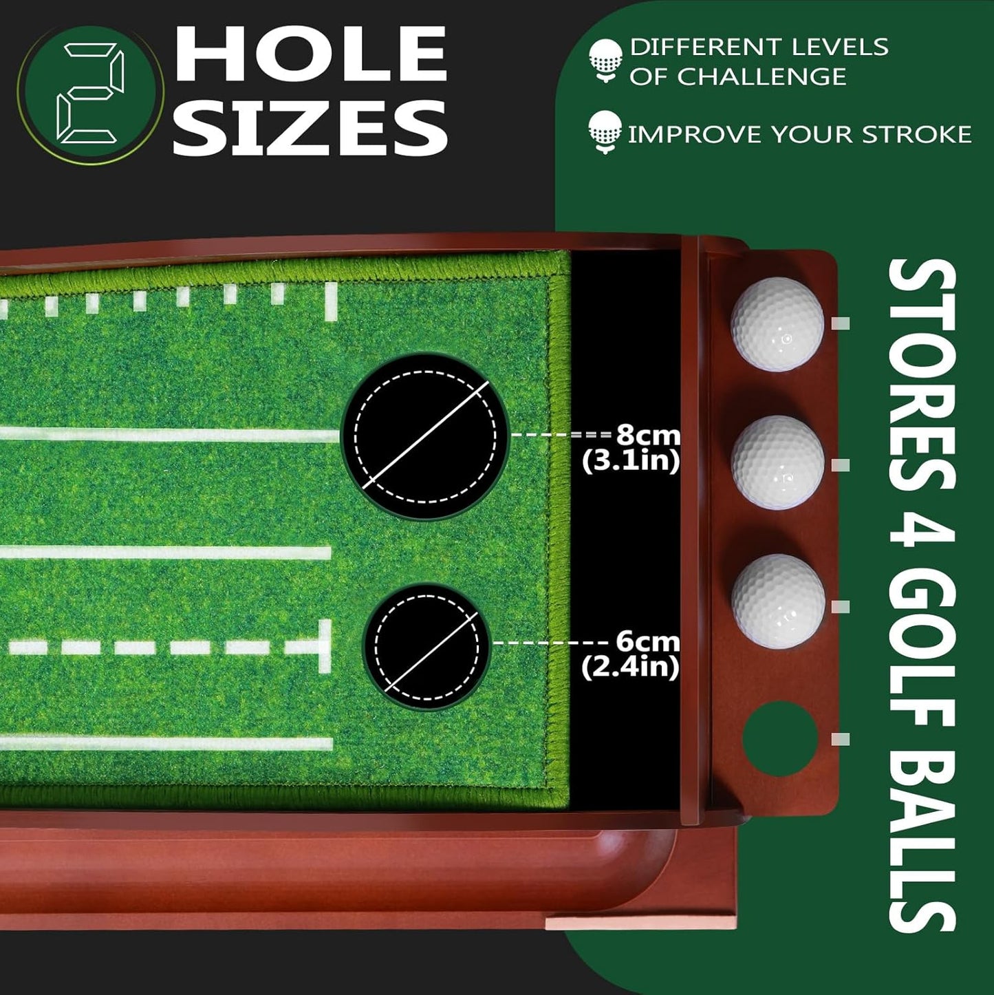 Urban Deco Putting Green Indoor, Golf Putting Mat Putting Matt with Auto Ball Return Training for Indoor and Outdoor Practice, Mini Golf Game for Home Office Backyard, Golfer Man Gift