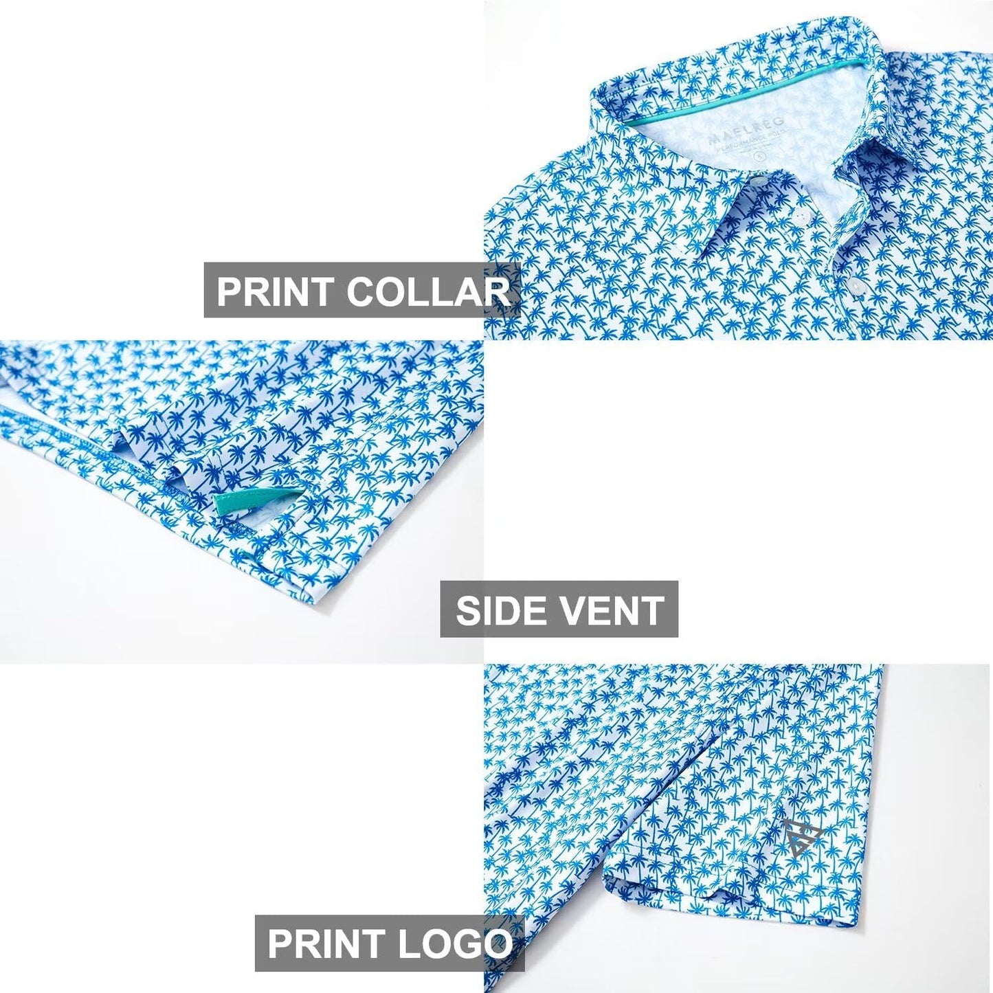 Golf Shirts for Men Dry Fit Short Sleeve Print Performance Moisture Wicking Polo Shirt