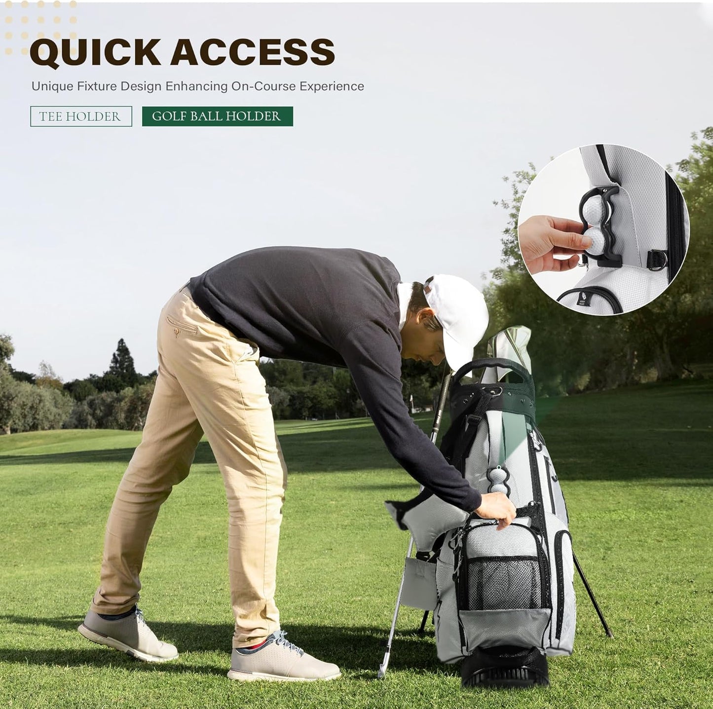 Golf Stand Bag with 7 Way Top Dividers, Lightweight Golf Bags for Men Women with Multiple Pockets, Dual Straps