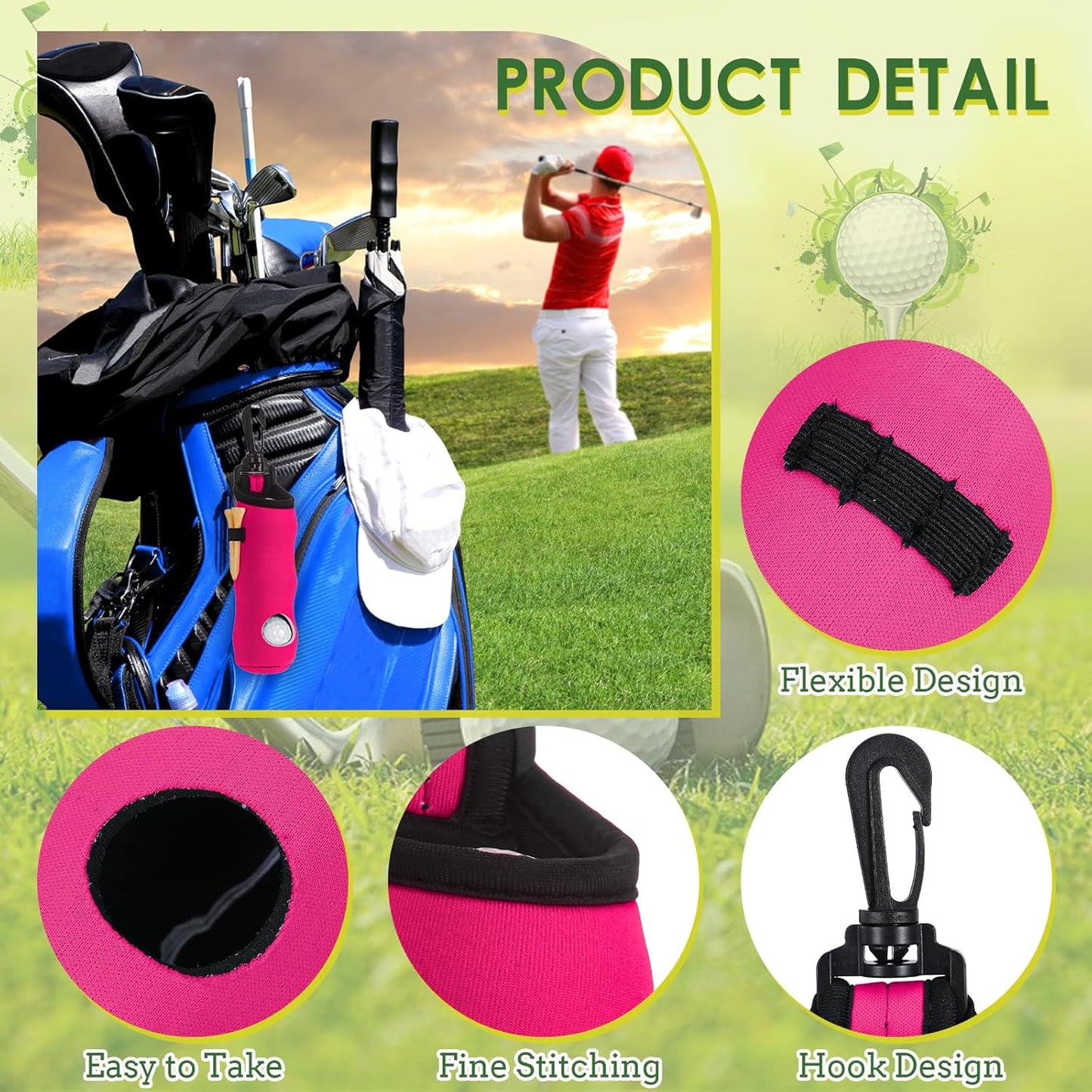 WILLBOND 12 Pcs Golf Ball Tee Holder Neoprene Pouch Golf Ball Carry Bag Multicolor Portable Accessories for Man Woman