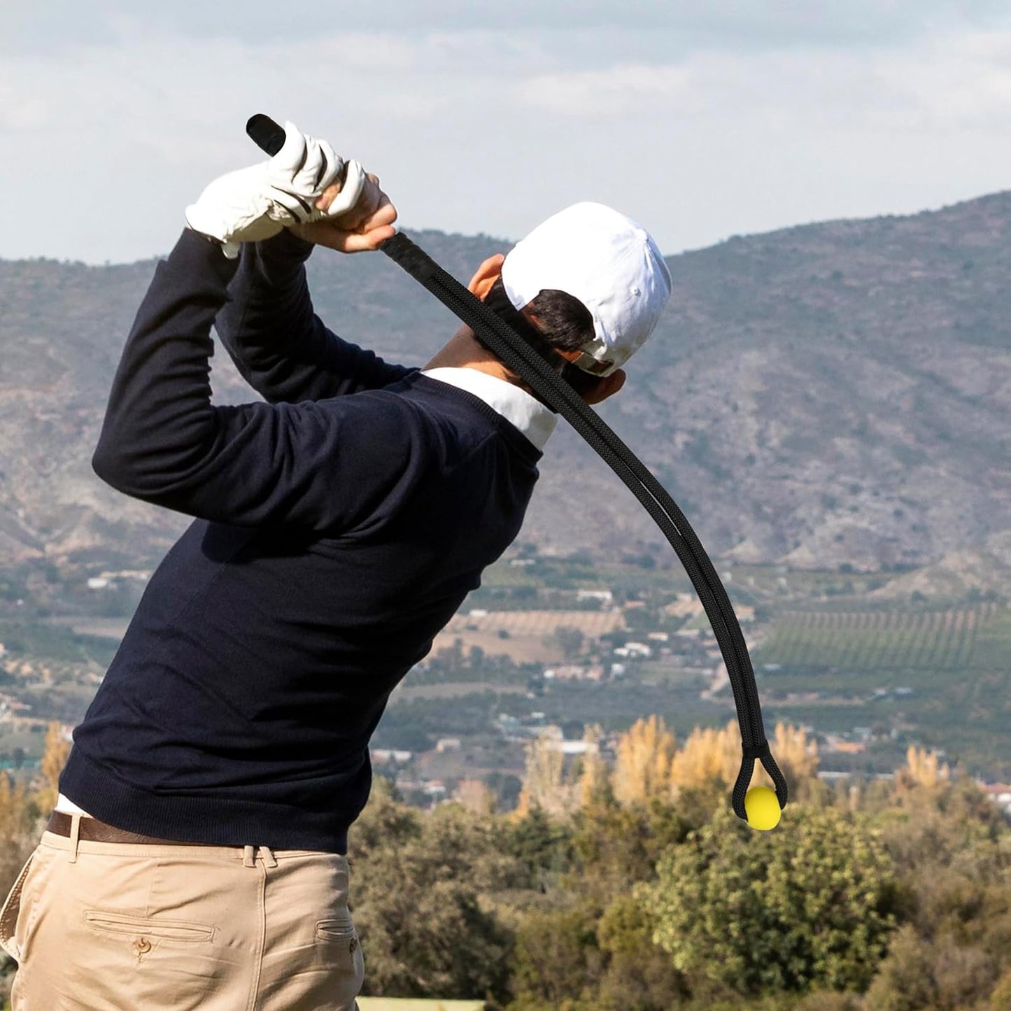 Golf Swing Rope Training Aid, Fitness Equipment Trainer with Ball On for Practice, Posture Corrector, Exercise Assistance, Workout, Speed, Strength Link, Warm-up for Buddy, Golf Lovers, Beginners