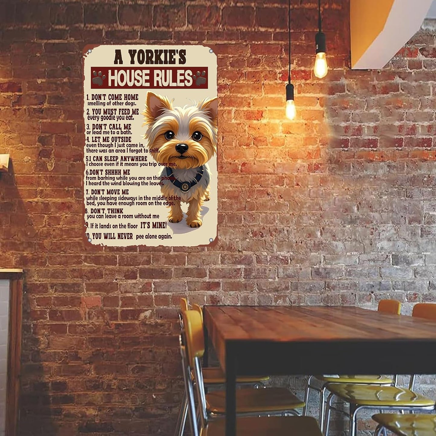 Yorkie House Rules Funny Metal Tin Sign Vintage 'I Am Your Friend' Poster 12x8 Inch Yorkie Dog Iron Tin Sign Home Kitchen Garden Restaurant Man Cave Wall Decor