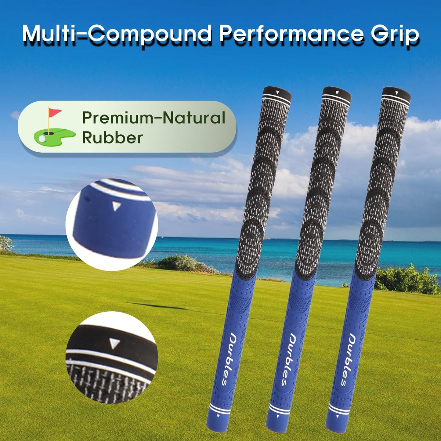 Golf Grips with Regripping Kit – All Weather Multi-Compound Golf Club Grips for Men & Women – Corded Rubber Grip Set – Standard & Midsize Wood and Iron Grip Kit – All Level Golfing Accessories