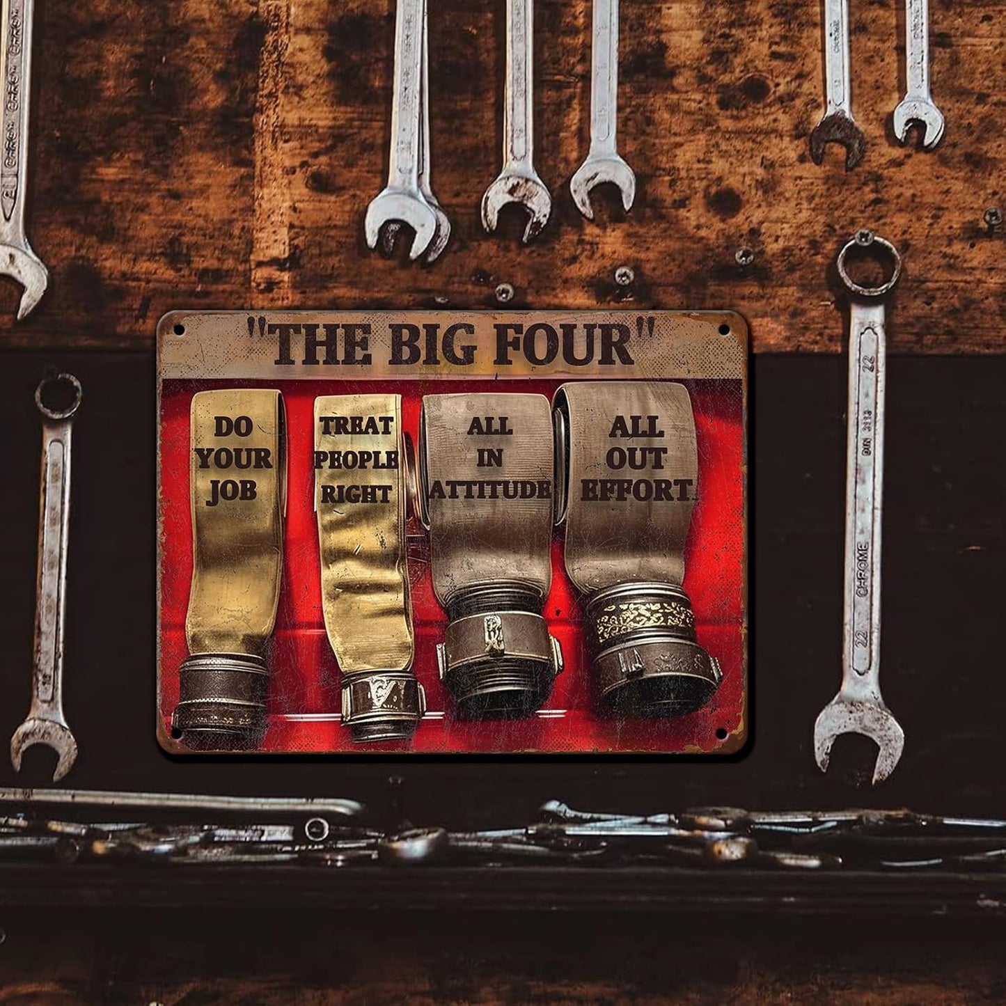 The Big Four Firefighter Do Your Job Firefighter Metal Tin Sign 8x12 Inch Retro Firefighter Metal Poster Plaque Fun Firefighter Tin Sign Home Kitchen Garden Bar Coffee Man Cave Wall Decor