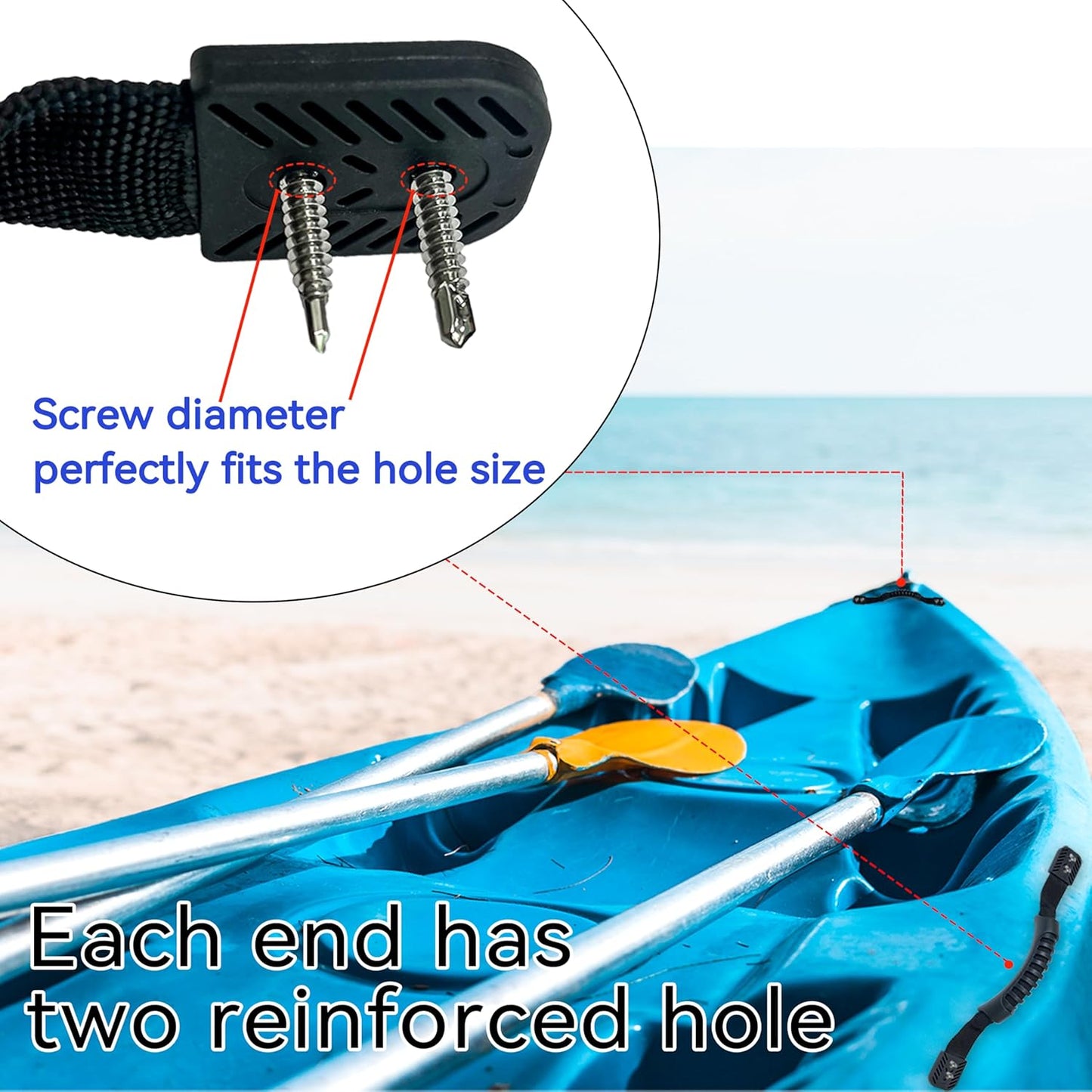 Kayak Pad Eyes/Kayak Handle,Pad Eye with Rivets; Kayak Handle with Accessories, Suitable for Multi-Brand Boats, Canoe Accessories, Luggage, Tether Cleats, etc