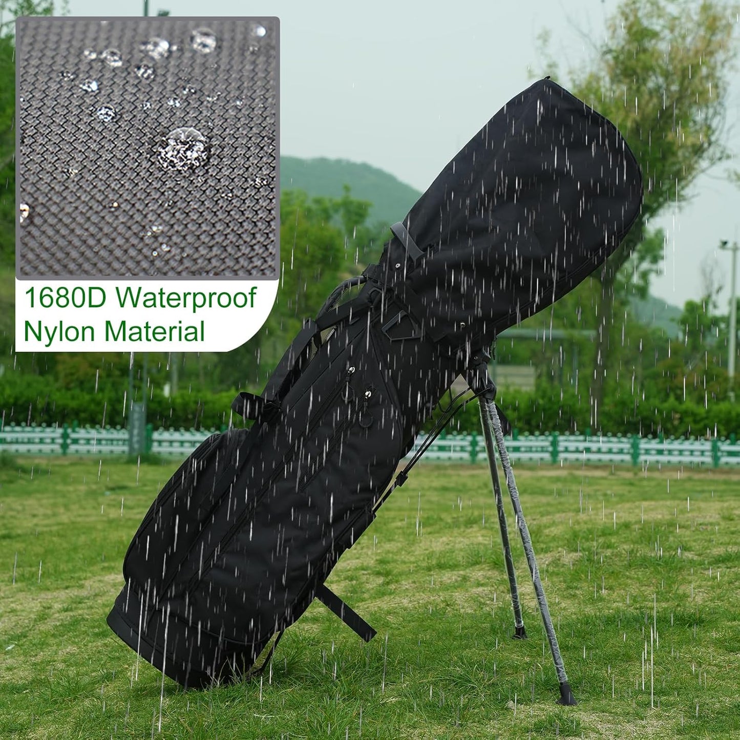 Golf Bag Rain Cover Hood with Snap Button, Universal 1680D Nylon Waterproof Material Dustproof Club Protector