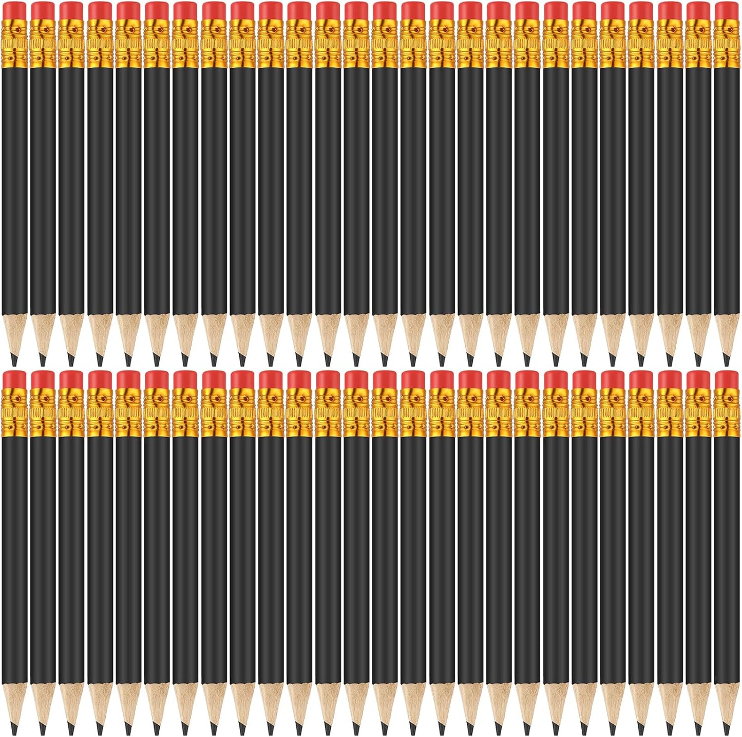 50 Pcs 4 Inch Mini Golf Pencils with Erasers Bulk Pack of Wooden Pencils for Parties Weddings School and Offices (Black)