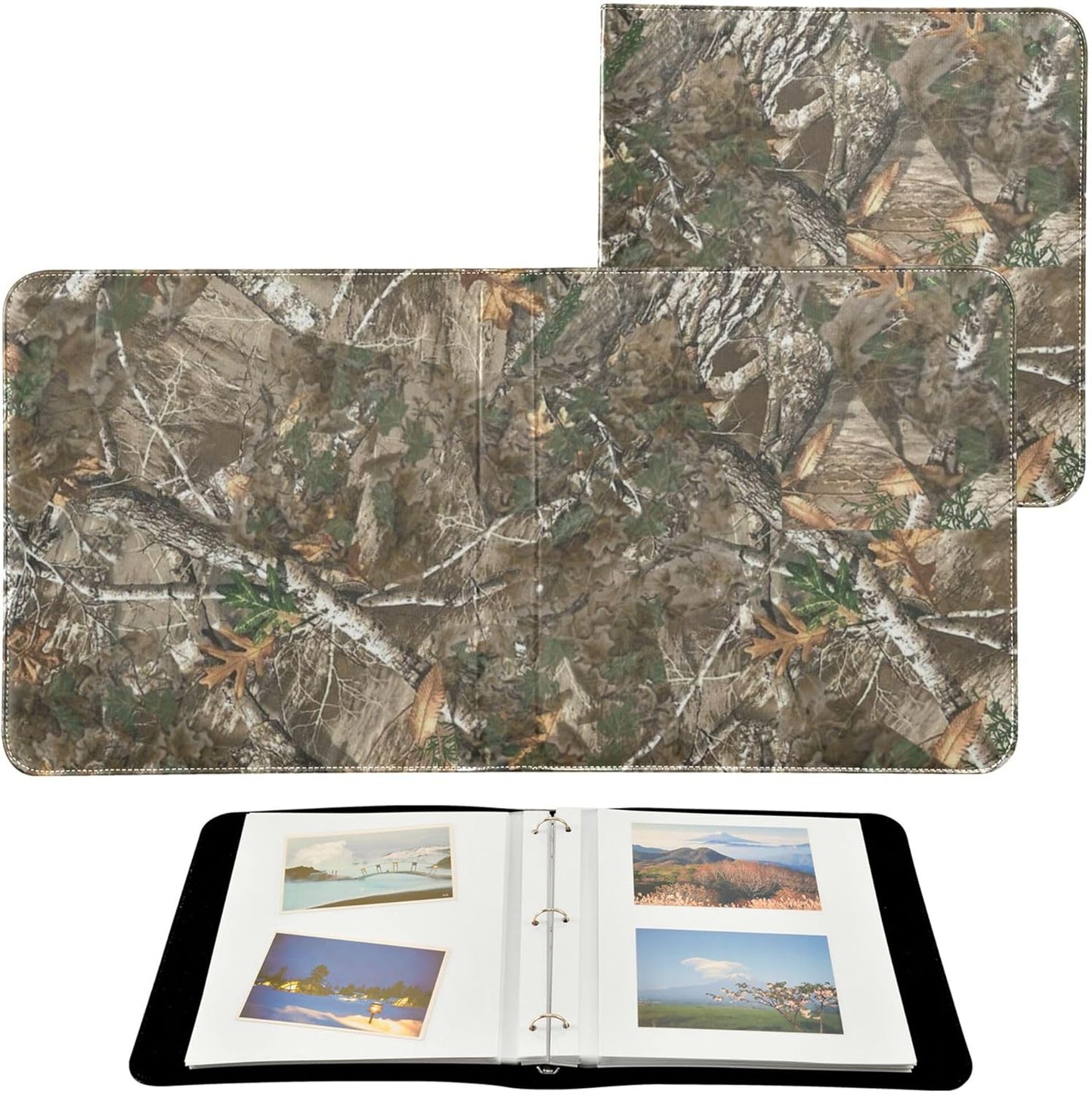 Fisyme Forest Trees Leaf Retro Photo Album Self Adhesive DIY Scrapbook Album for 2x3 4x6 5x7 6x8 Pictures 20 Pages Memory Book for Family Wedding