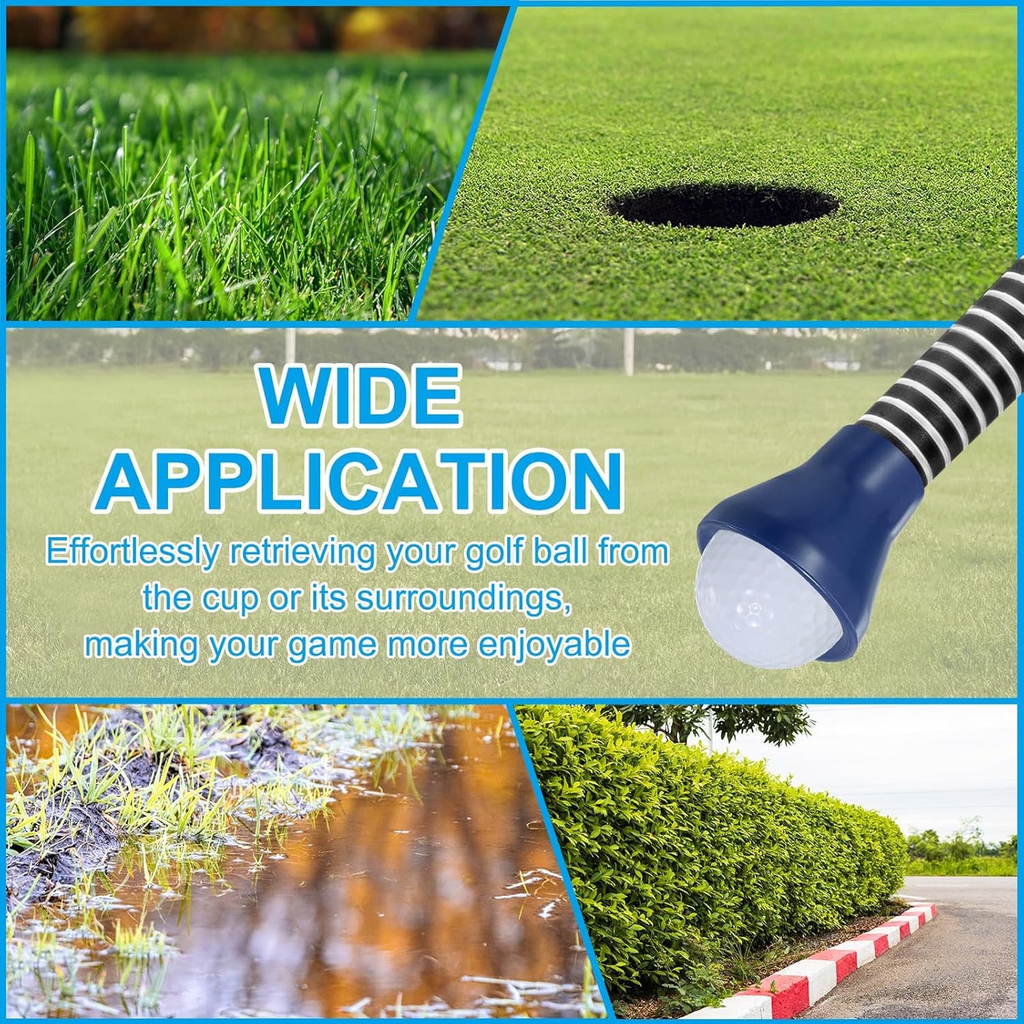 PATIKIL Golf Ball Retriever Grabber, Golf Ball Suction Cup Grabber Rubber Putter Grip Picker Upper Tool for Golfers Putter Swing Handle Accessories