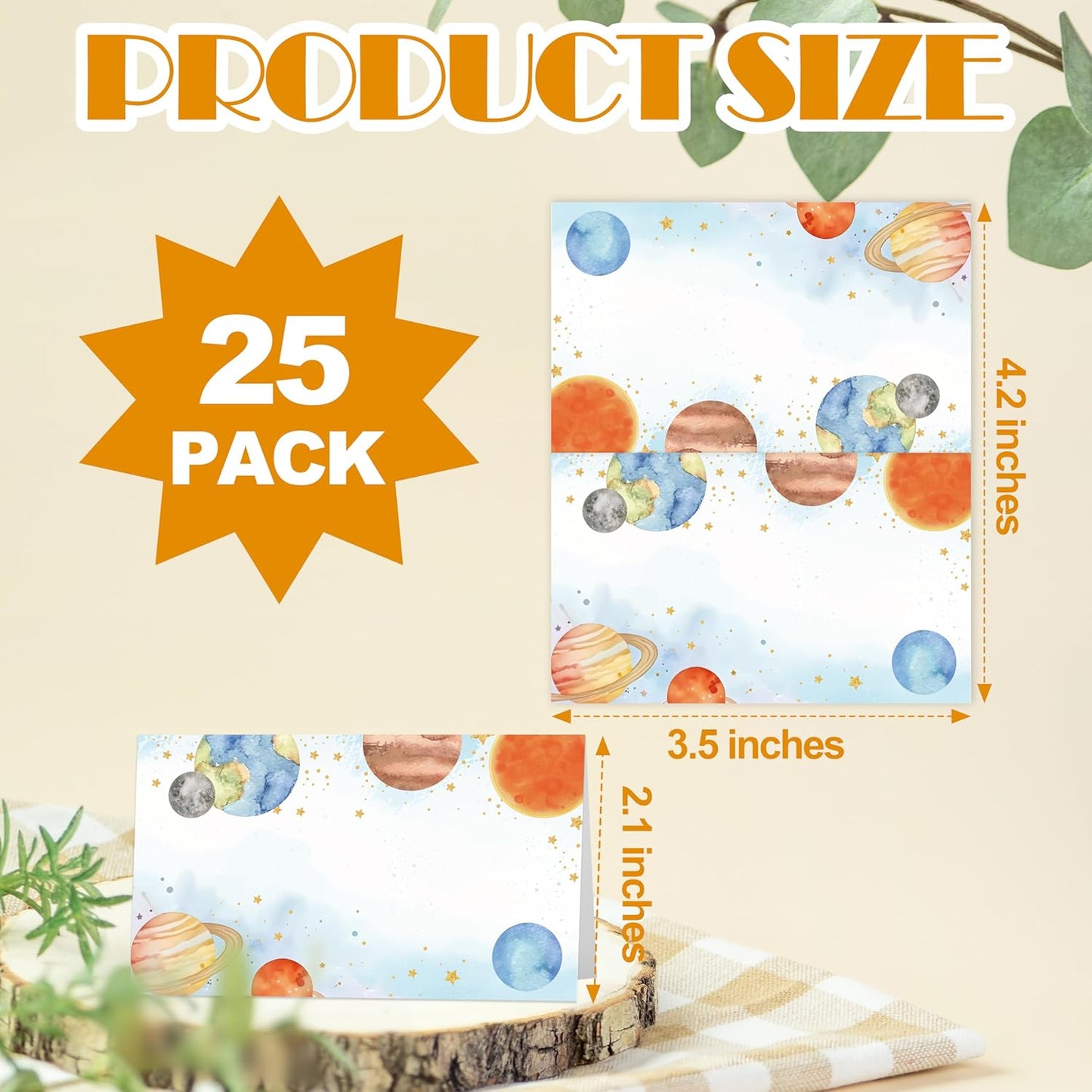 Outer Space Place Cards, Galaxy Party Table Place Cards For Table Setting, Planets Name Cards For Birthday Party Baby Shower Dinner Wedding, 25 Cards Included -11