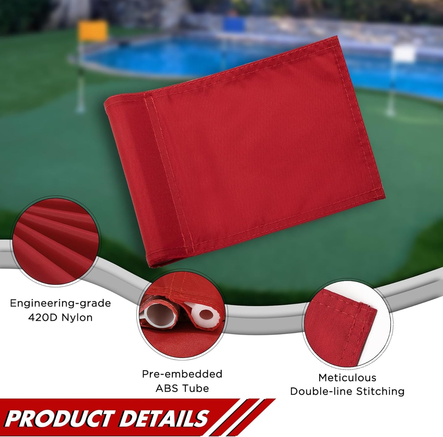 KINGTOP Solid Golf Flag All 8x6 Inch - 420D Nylon, Tube Inserted - Mini Putting Green Flags for Backyard Practice