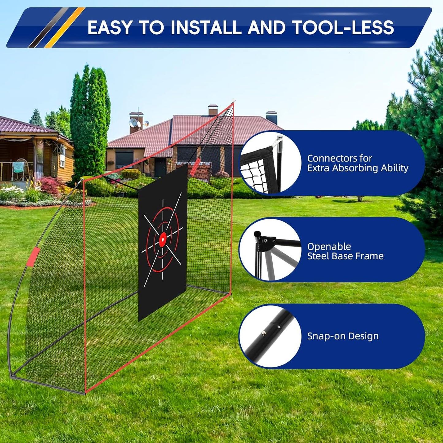 GCCSJ Golf Net, Practice Net,10 x 7ft Heavy Duty Golf Practice Net with Chipping Practice Net, Training Net for Backyard Driving Chipping Indoor Outdoor Training