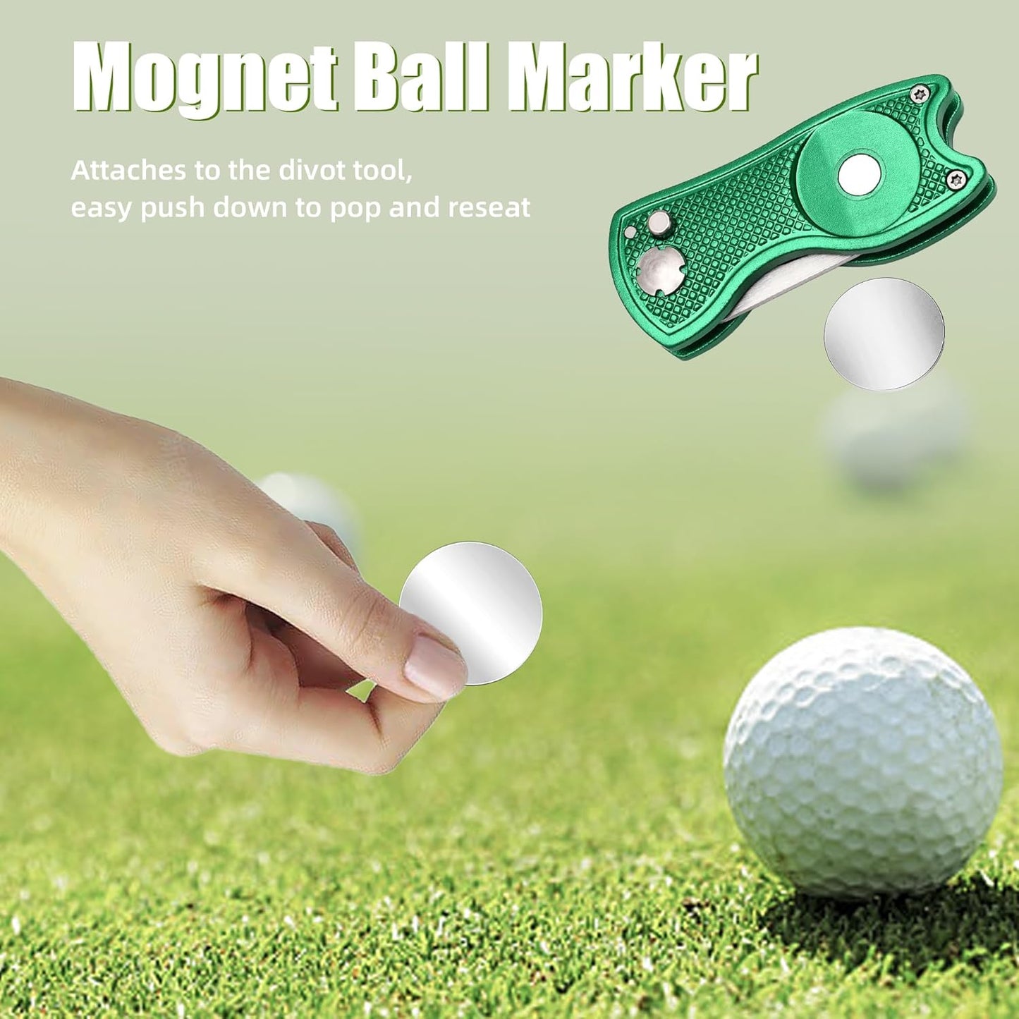 Mile High Life Golf Divot Repair Tool, All Metal Foldable Divot Tool with Pop-up Button & Magnetic Ball Marker, 2-6 Pack