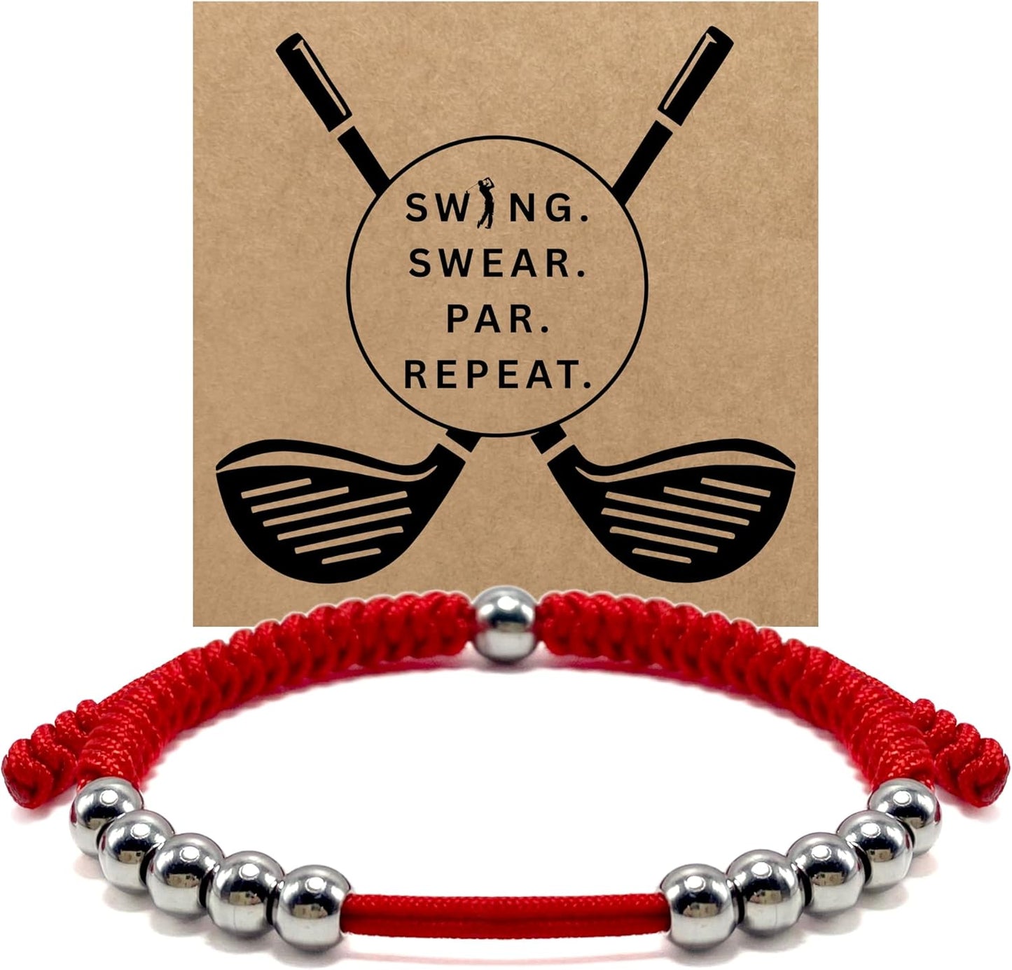 LAMIBEE Premium Golf Stainless Steel 10 Bead Score Counter Bracelet, Golf Stroke Count Bracelet, Resizable Easy Adjust Golf Round Scoring Tracker, Durable Stylish Golf Accessory