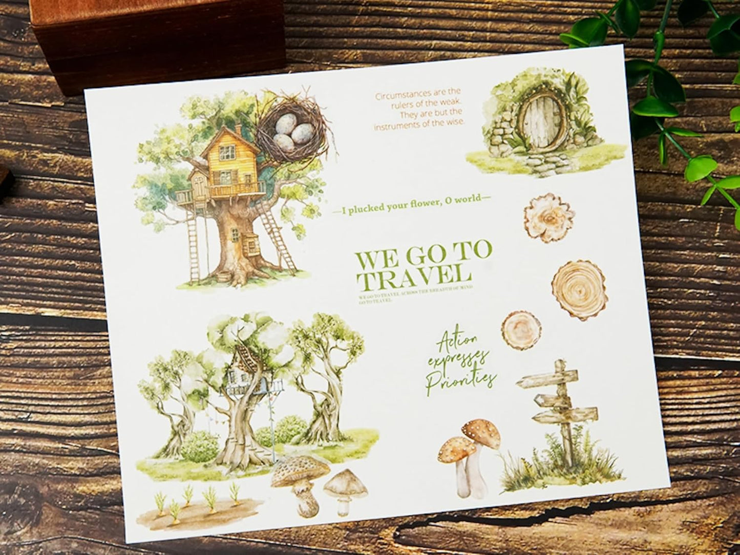 Forest Adventure Sticker Book Set, 20Sheets PET&Washi Pre-Cut Stickers for Scrapbooking, Journaling, DIY Crafts, and Art Supplies
