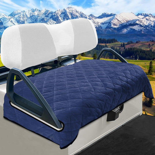 YOKYHOM Golf Cart Seat Covers, Golf Cart Seat Towel Blanket, Short Plush Surface, Soft and Comfortable, Suits EZGO, Yamaha, Club Car and Other 2-Seat Golf Carts, 51"x 30.5", Blue Black