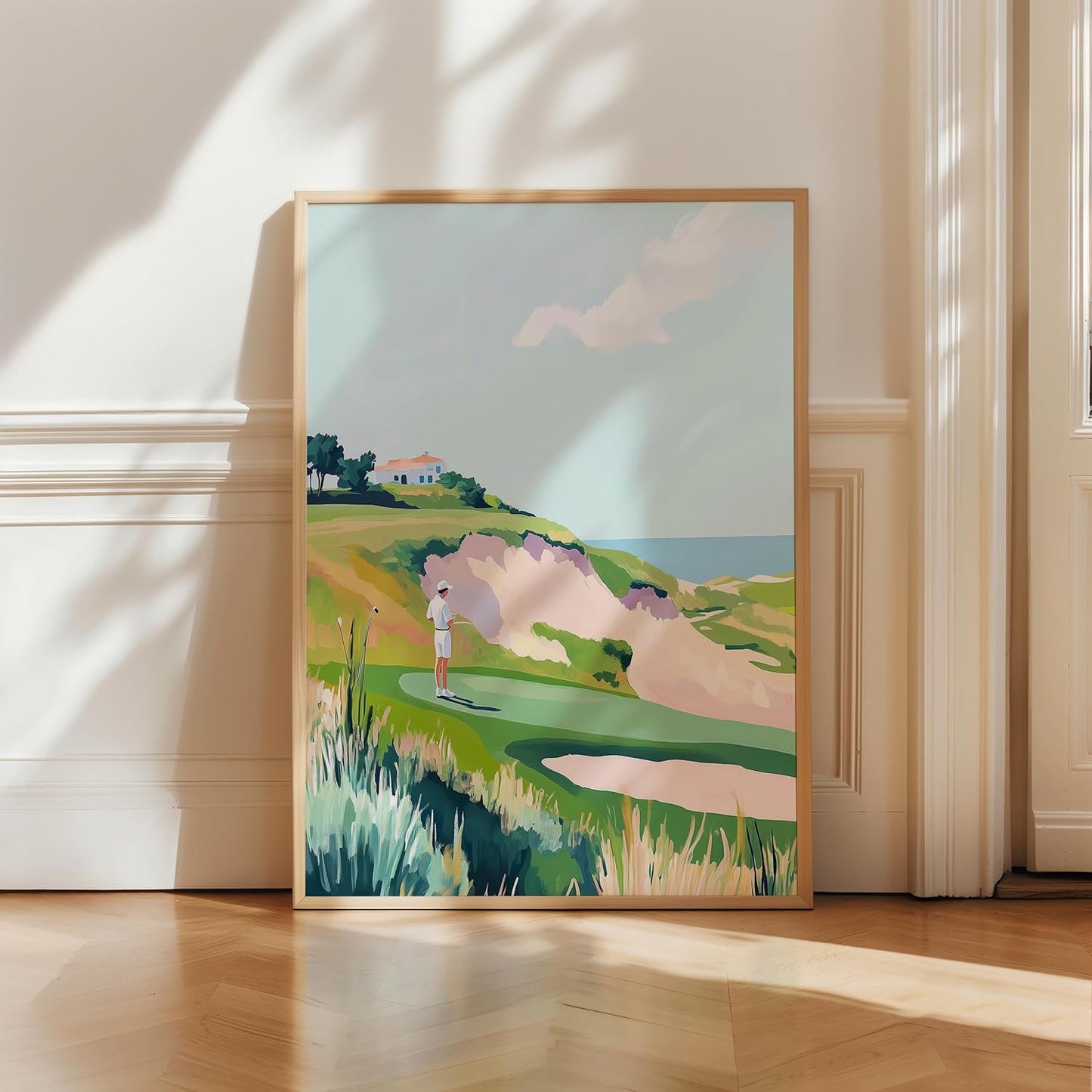 Golf Course Floral Pastel Art Print Posters - Premium Giclee Fine Art Prints - Golf Course Home Decor Posters, Golfer Art Prints for Home and Office Decor - Vintage Aesthetic, Ready to Frame