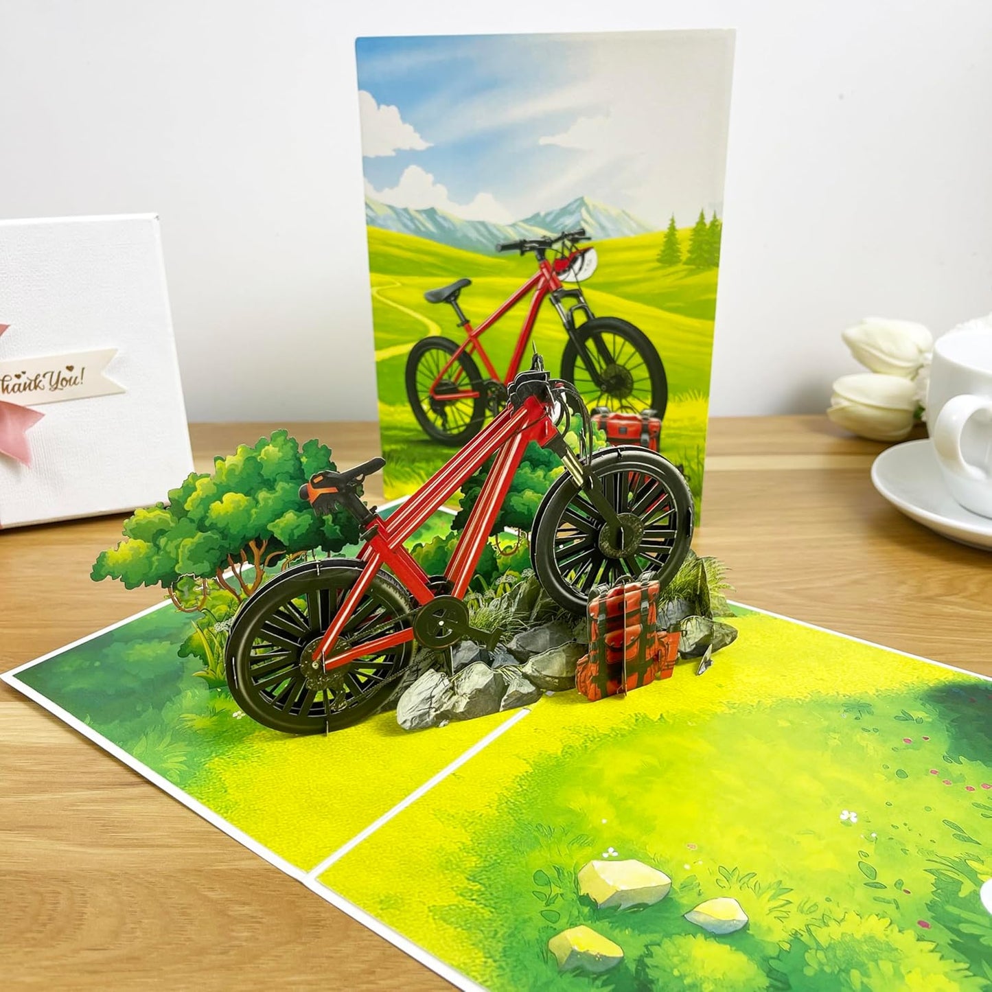 3D Mountain Bike Pop-Up Card – Handmade Cycling Paper Art for Birthday, Anniversary, Christmas, Father’s Day – Unique Gift for Him, Her, Dad, Son, Husband, Wife, Mountain Biker, Cyclist