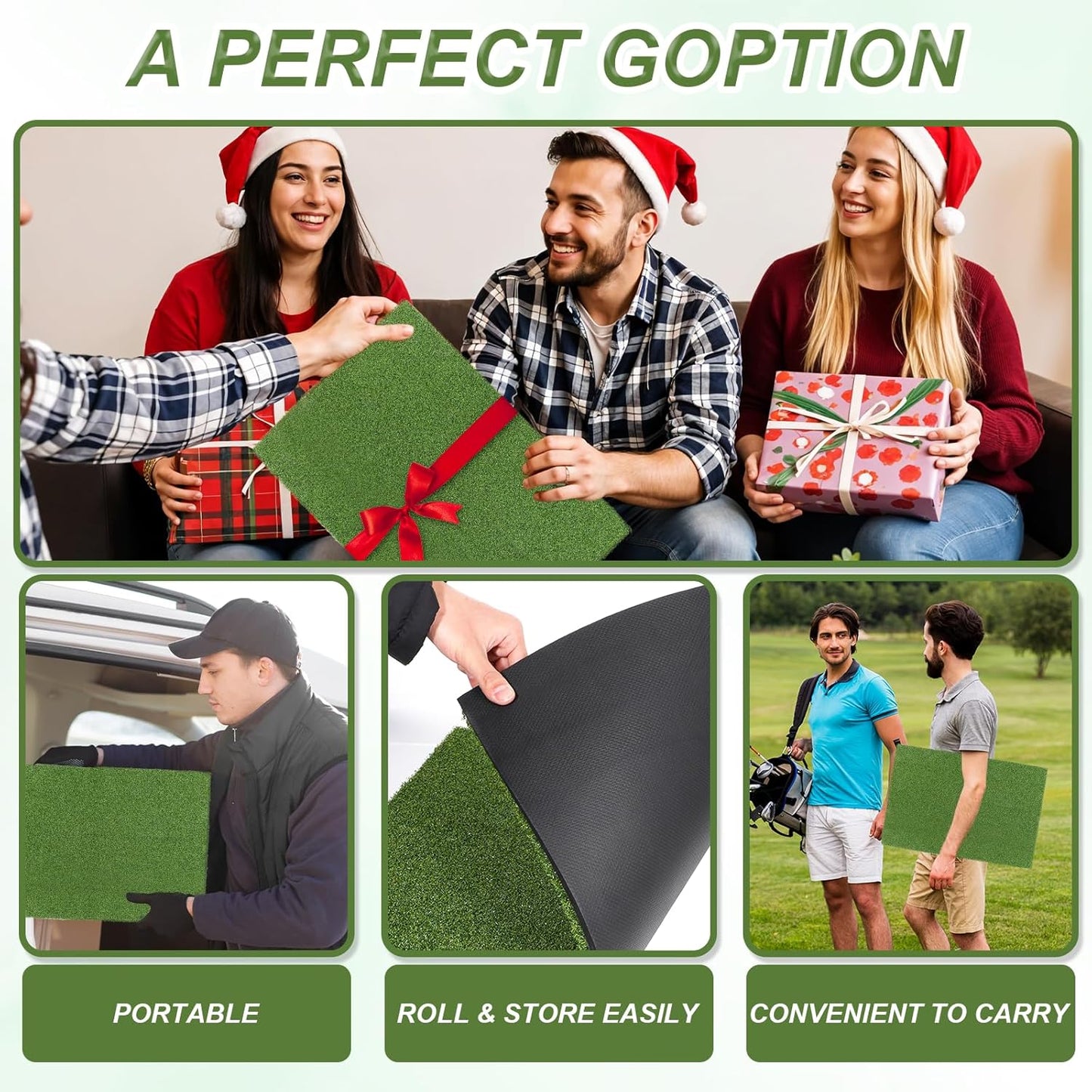 Golf Hitting Mat 24" x 16" Thickened Golf Mats for Chipping and Driving, Golfs Practice Swing Mat Turf Mats for Indoors & Outdoors