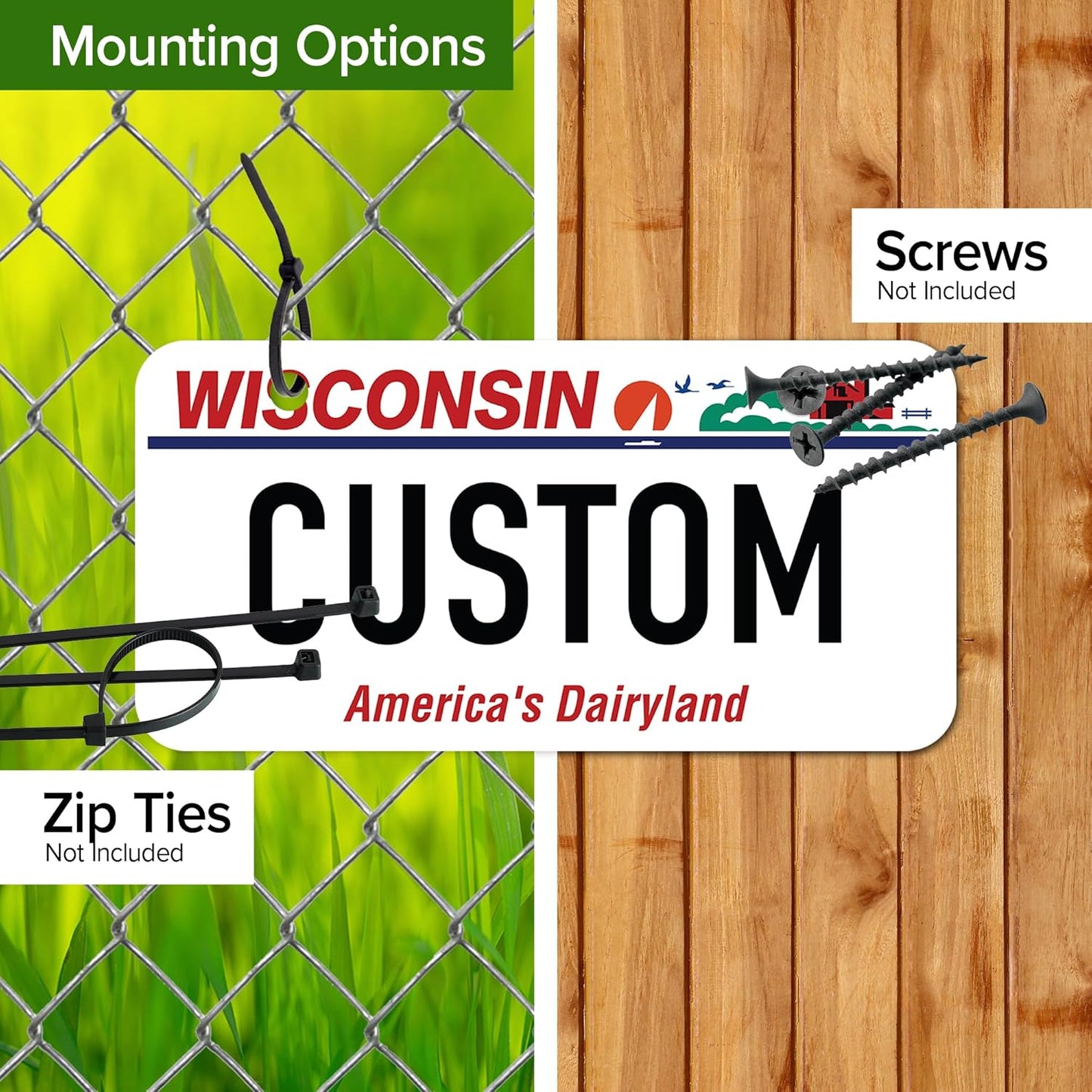 Mini License Plates, Personalized License Plates, Custom for Car, Bikes, ATV, Kids Car, Golf Cart, Jeep, 2x4 Inch, Rust-Free Fade Resistant Aluminum, USA Made by My Sign Center (Wisconsin)