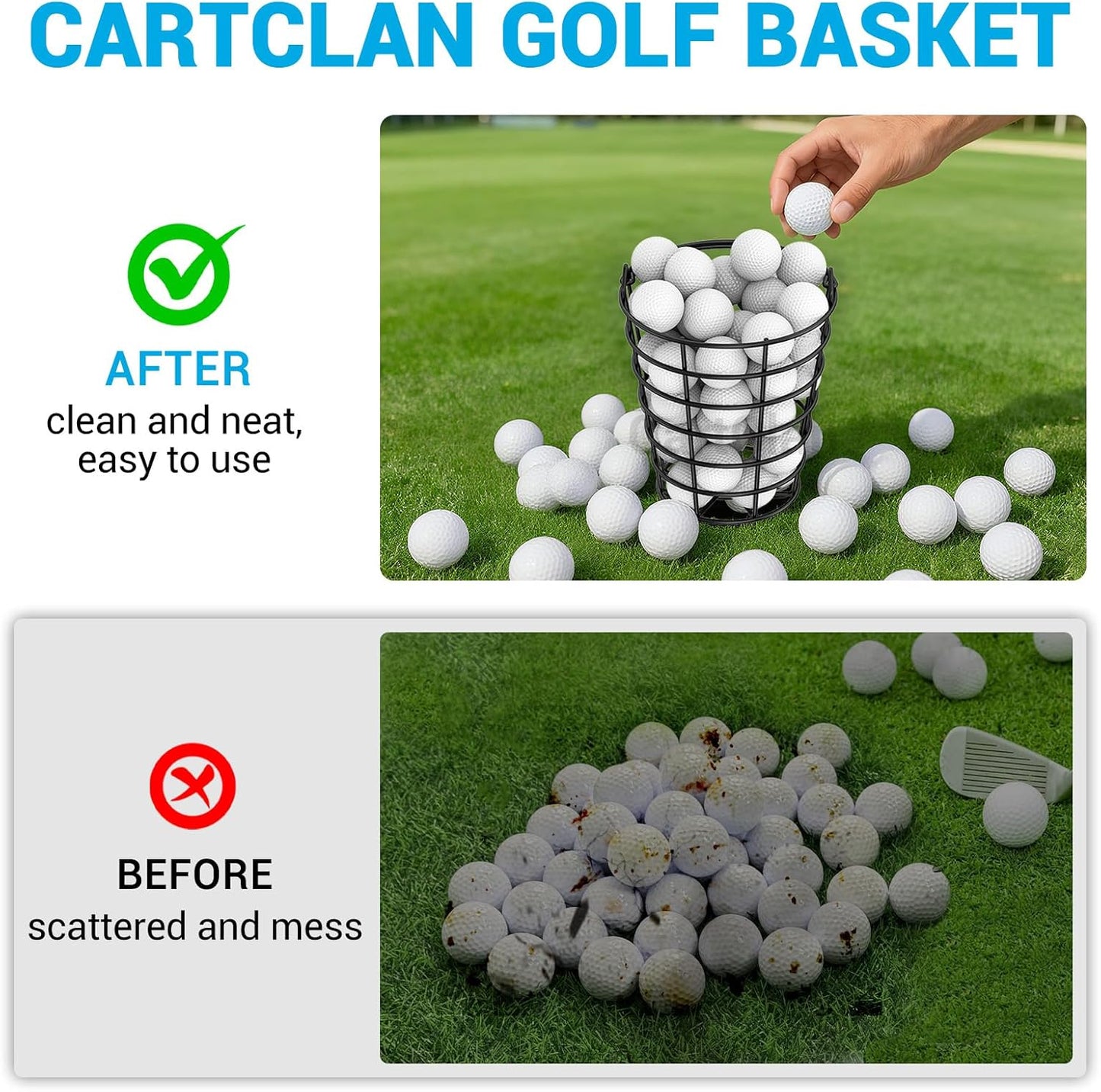 2 Pack Stainless Steel Golf Ball Basket, Golf Ball Container Bucket with Handle, Holds About 45 Balls(Exclude Golf Balls)