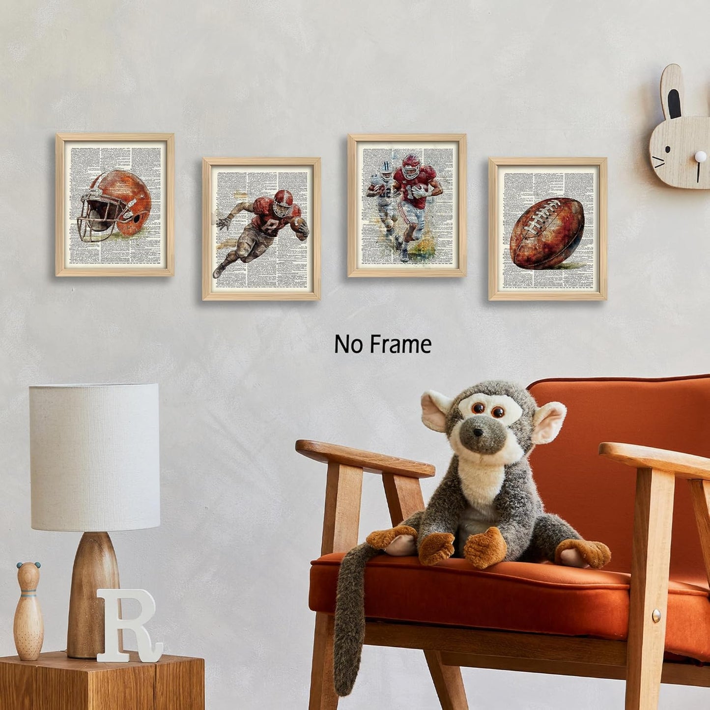 KSDUT Retro Rugby Wall Decor Art Set of 4 - Vintage Artwork Poster Prints Gym Club Wall Decor Rugby Gifts Wall Art for Office Games Sports Room Decorations - 8"x10" Unframed