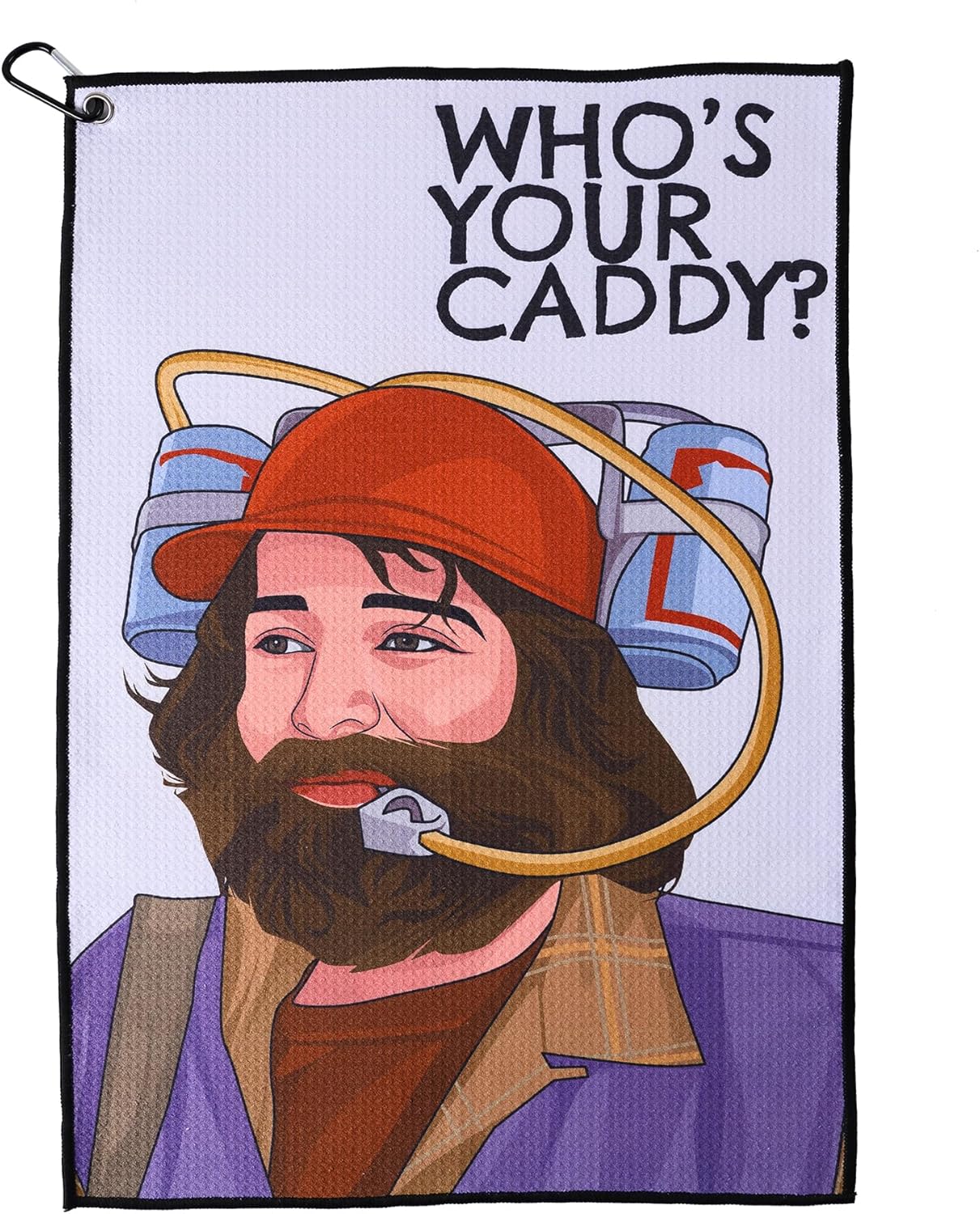 ZEETY Funny Golf Towel – 16" x 24" Premium Microfiber with Clip Holder for Golf Bags – Golf Accessories & Gifts for Men and Women (Who's Your Caddy?)