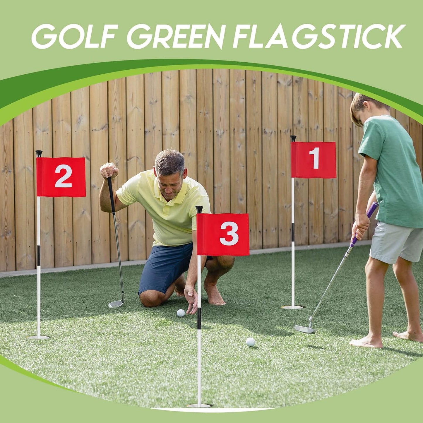Lewtemi 3 Pcs Golf Flagstick Mini, Putting Green Flag for Yard, All 3 Feet, Detachable Golf Hole Cup, Portable 2 Section Fiberglass Sticks and Flag for Driving Range Backyard Gifts Idea