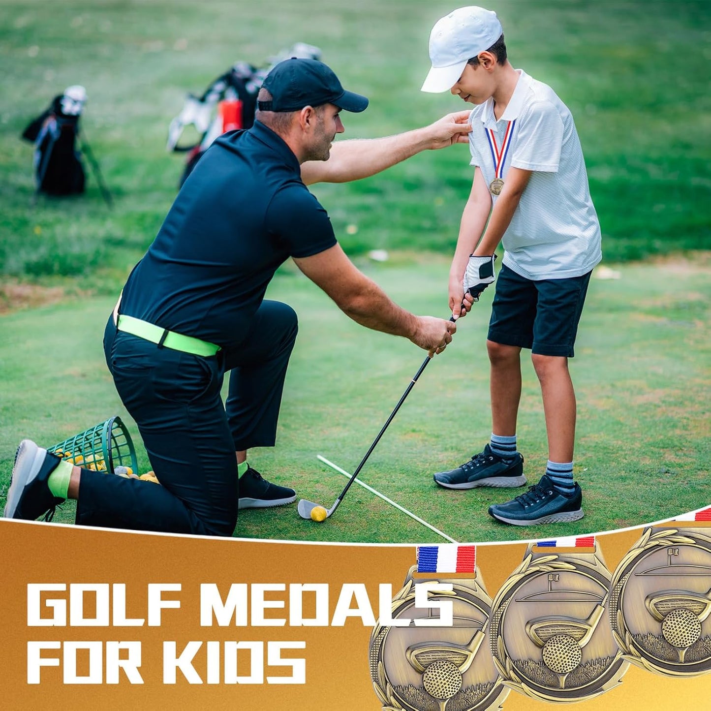 30 Pcs Golf Award Medals 2 Inch Bronze Color Tournament Medallion Zinc Alloy Golf Trophy Golf Tournament Prizes with Neck Ribbon for Adults Golf Tournament