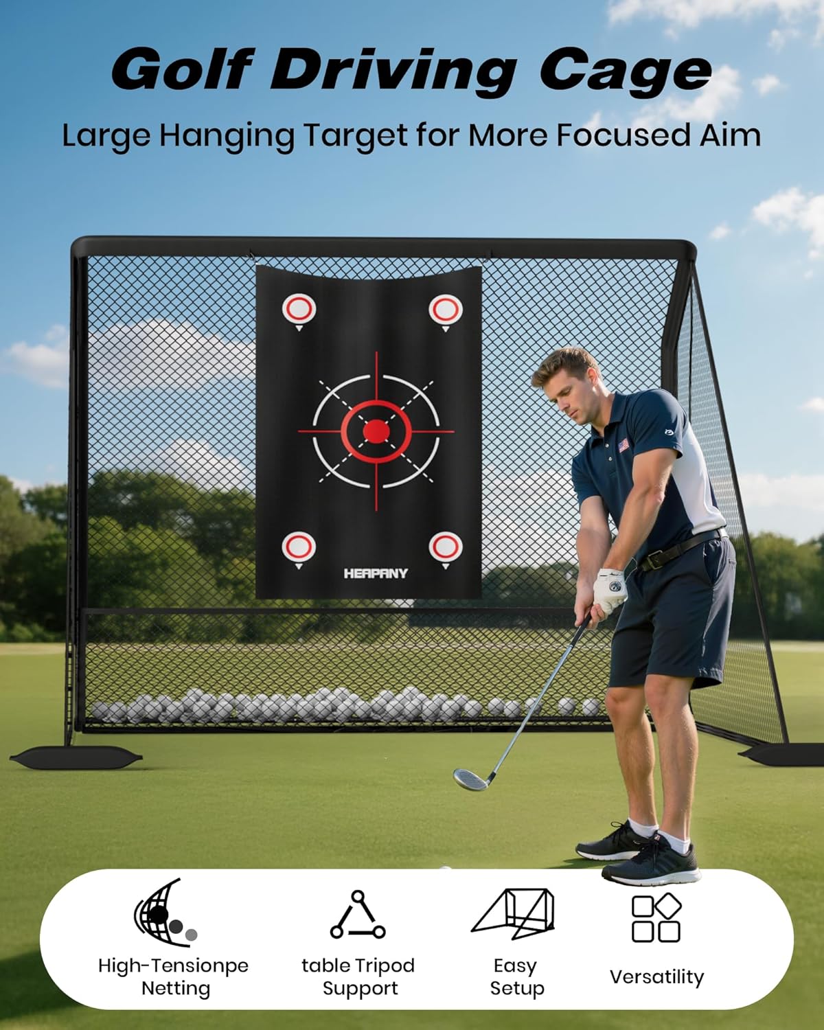 Golf Practice Net, 10x7ft Heavy Duty Golfnets for Indoor/Outdoor Training, Portable Hitting Nets with Carry Bag, Ideal Golfs Training Aid for Golfers Backyard Driving Chipping Swing