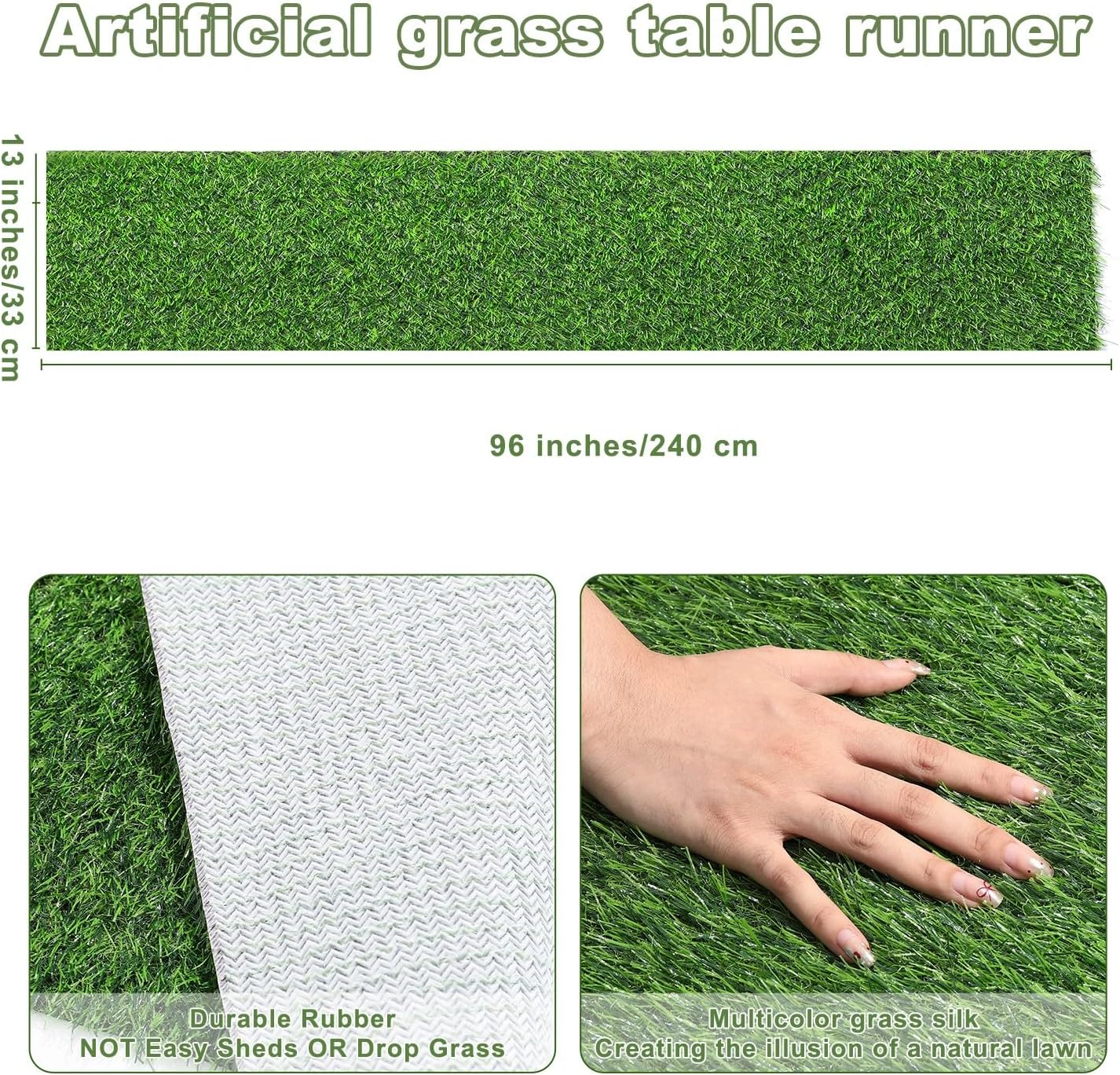 Artificial Grass Table Runners-13 x 96 Inches Faux Grass Table Runner for Golf Themed Party,Synthetic Turf Table Runner for Wedding Party, Birthday, Banquet, Baby Shower, Home Decor
