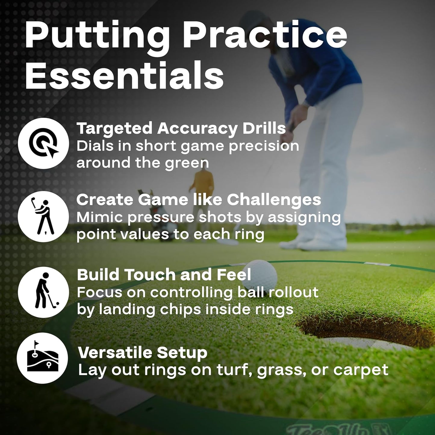 PGA Tour Golf Practice Aids by Golfgen: Premium Chipping Nets, Putting Rings, & Targets, Indoor & Outdoor Training, Improve Accuracy & Control, Master Putting and Chipping, Portable for On The Go