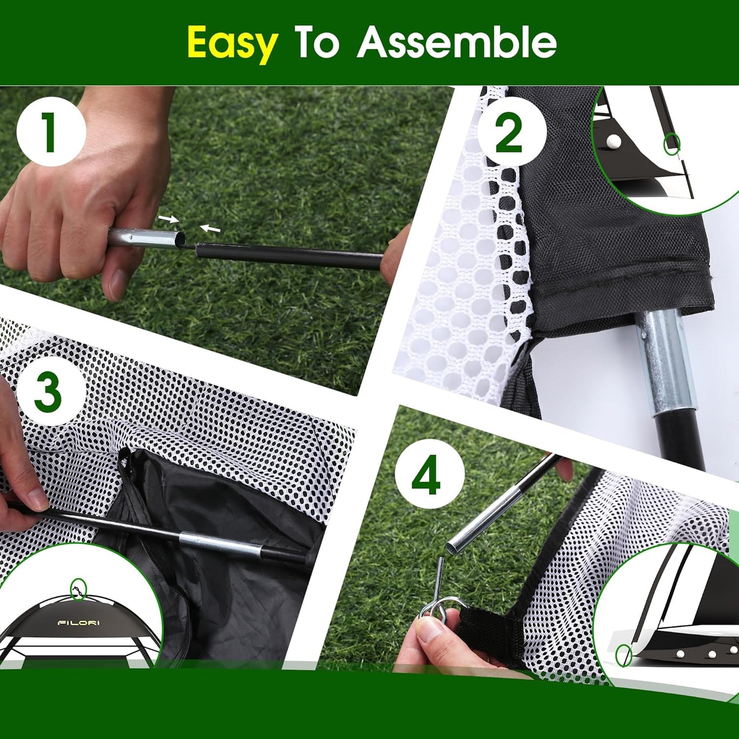 FILORI Golf Practice Net 10x7FT Heavy-Duty Golf Hitting Net with Tri-Turf Mat, 8 Balls, Tee & Carry Bag, Indoor/Outdoor Backyard Training for Driving Chipping Swing, Ideal Gifts for Men Dad Golfer