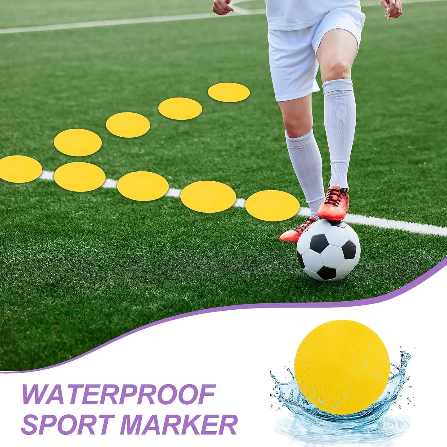 PATIKIL Spot Markers, Non-Slip Floor Dots Agility Markers Flat Field Cone Poly Dot