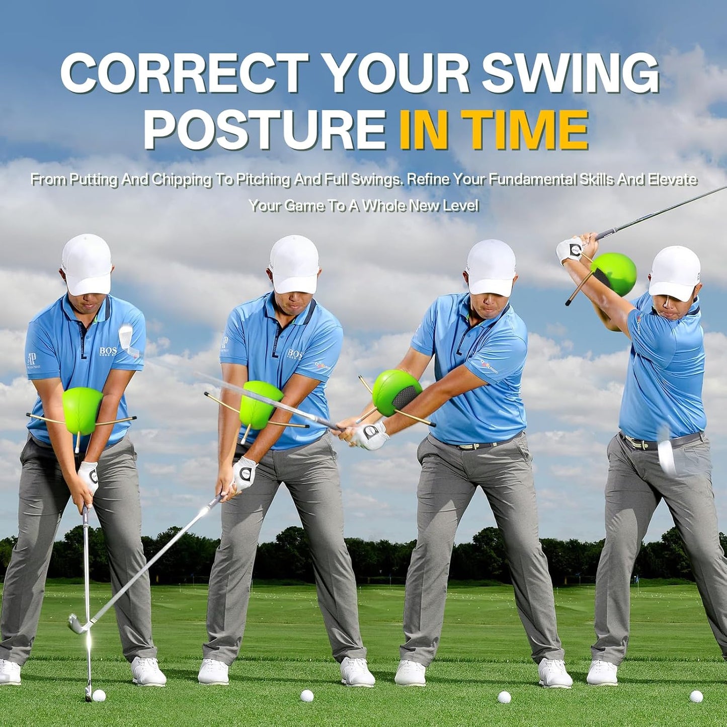 Golf Swing Trainers Aid in Improving Hand Positioning, Smart Ball Golf Training Aid for Posture Correction Practice. Golf Swing Trainers Are Suitable for Golfers at All Levels, (With Non-Slip Mat)