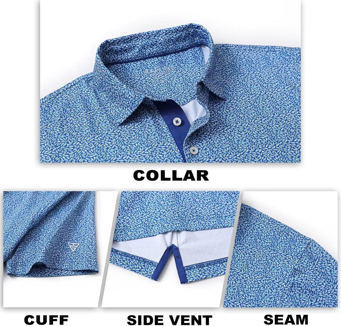 M MAELREG Mens Golf Shirt Short Sleeve Dry Fit Print Moisture Wicking Performance Patterns Collared Polo Shirt