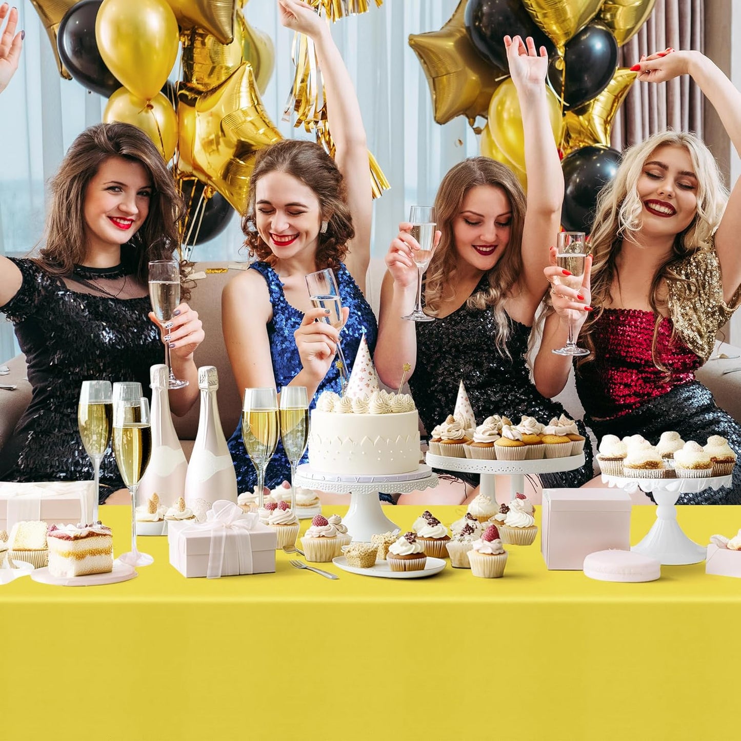 8 Pieces Rainbow Series Rectangle Tablecloth, 54x72" Solid Color Waterproof & Spillproof Disposable Plastic Table Cover, Durable Party Tablecloth for Dining, Buffet, Picnic, Outdoor Events