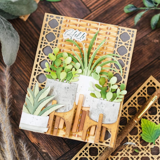 Flowers Metal Cutting Die for Scrapbooking - Cut Stencils for DIY Scrapbook Photo Album Decorative Paper Card, Card Making Supplies, Stencils & Crafting Die Cut (Plant Pot Stand 4.7 x 3.9 in)