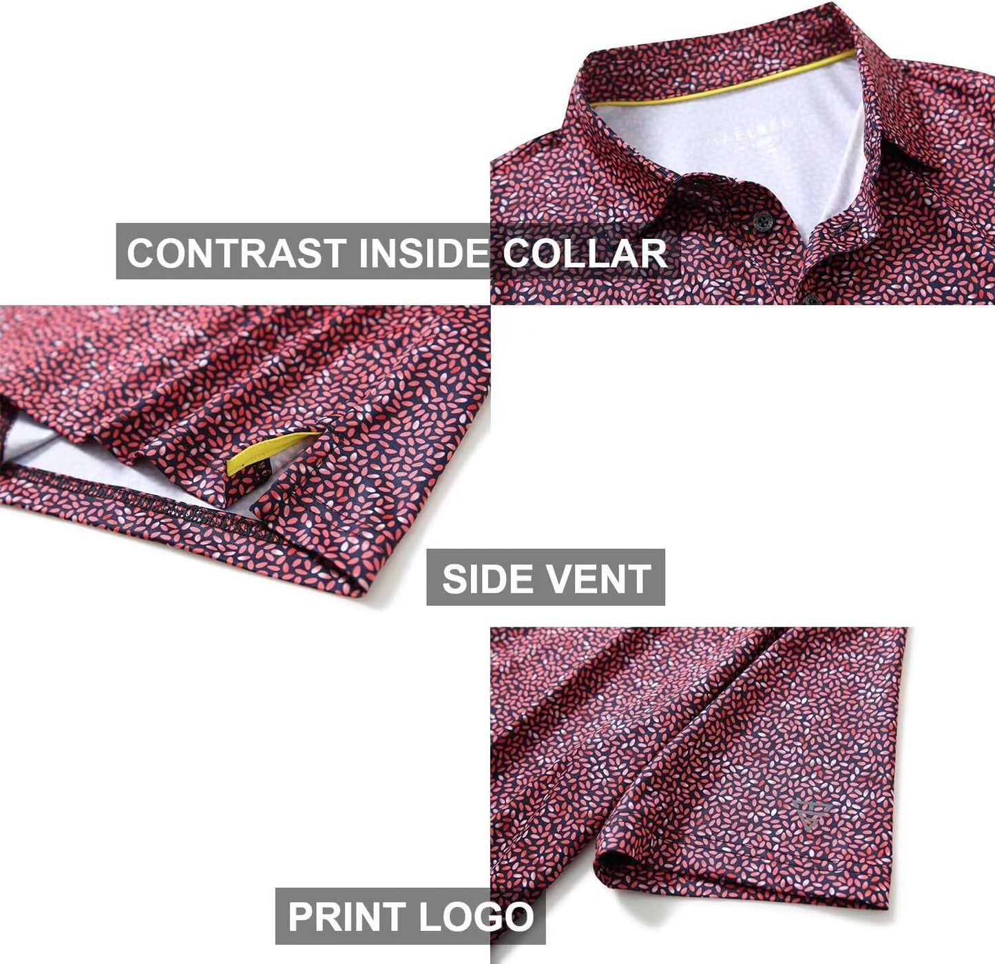 Golf Shirts for Men Dry Fit Short Sleeve Print Performance Moisture Wicking Polo Shirt