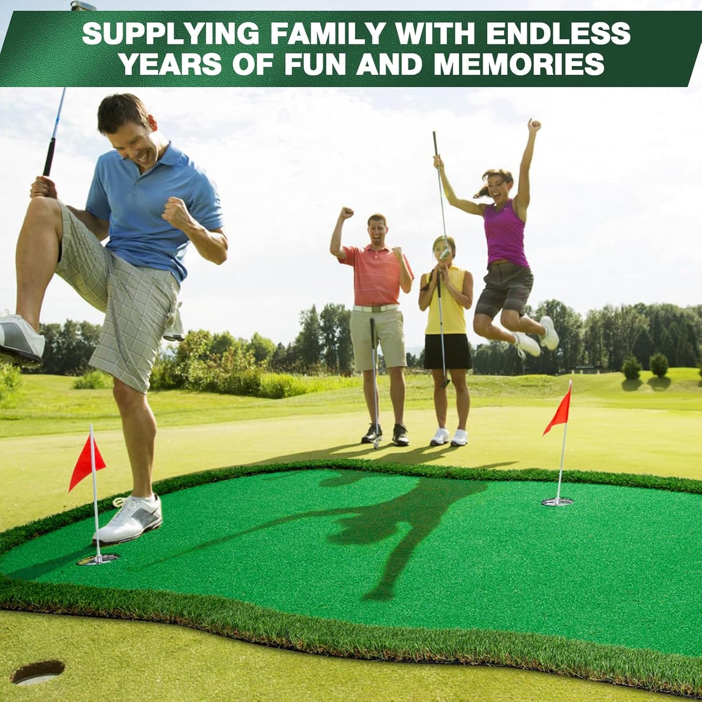 Wekin Golf Putting Green,5x10ft Thickening Professional Large Golf Putting Mat with Realistic Turf for Indoor & Outdoor, Golf Game Practice Equipment